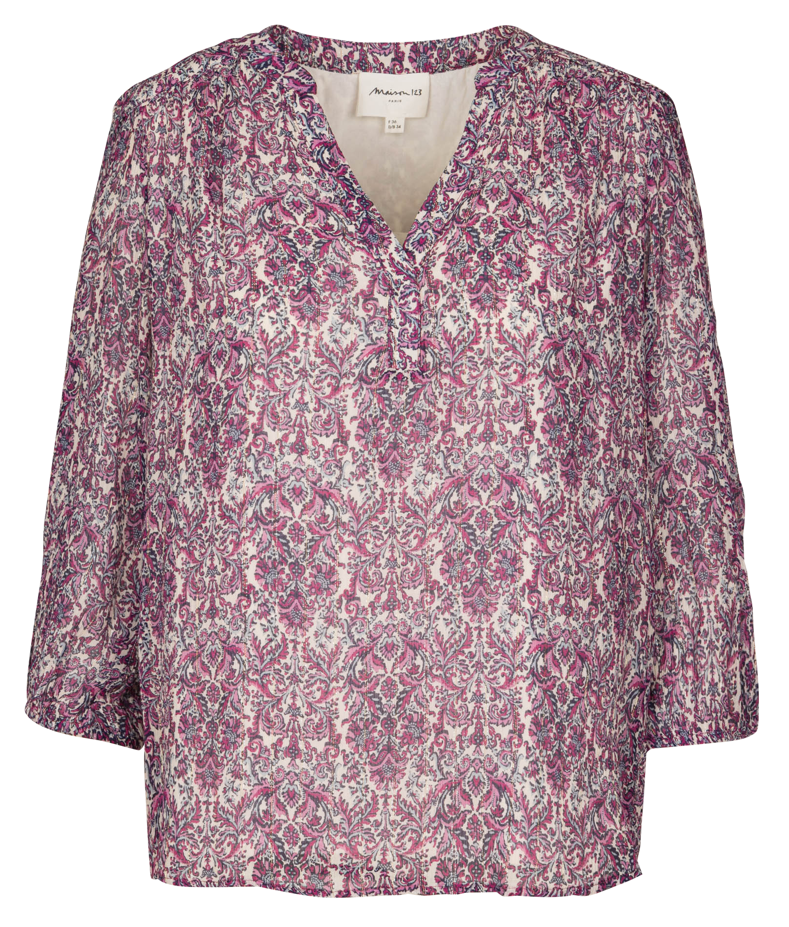 Printed henley blouse MAISON 123 Purple