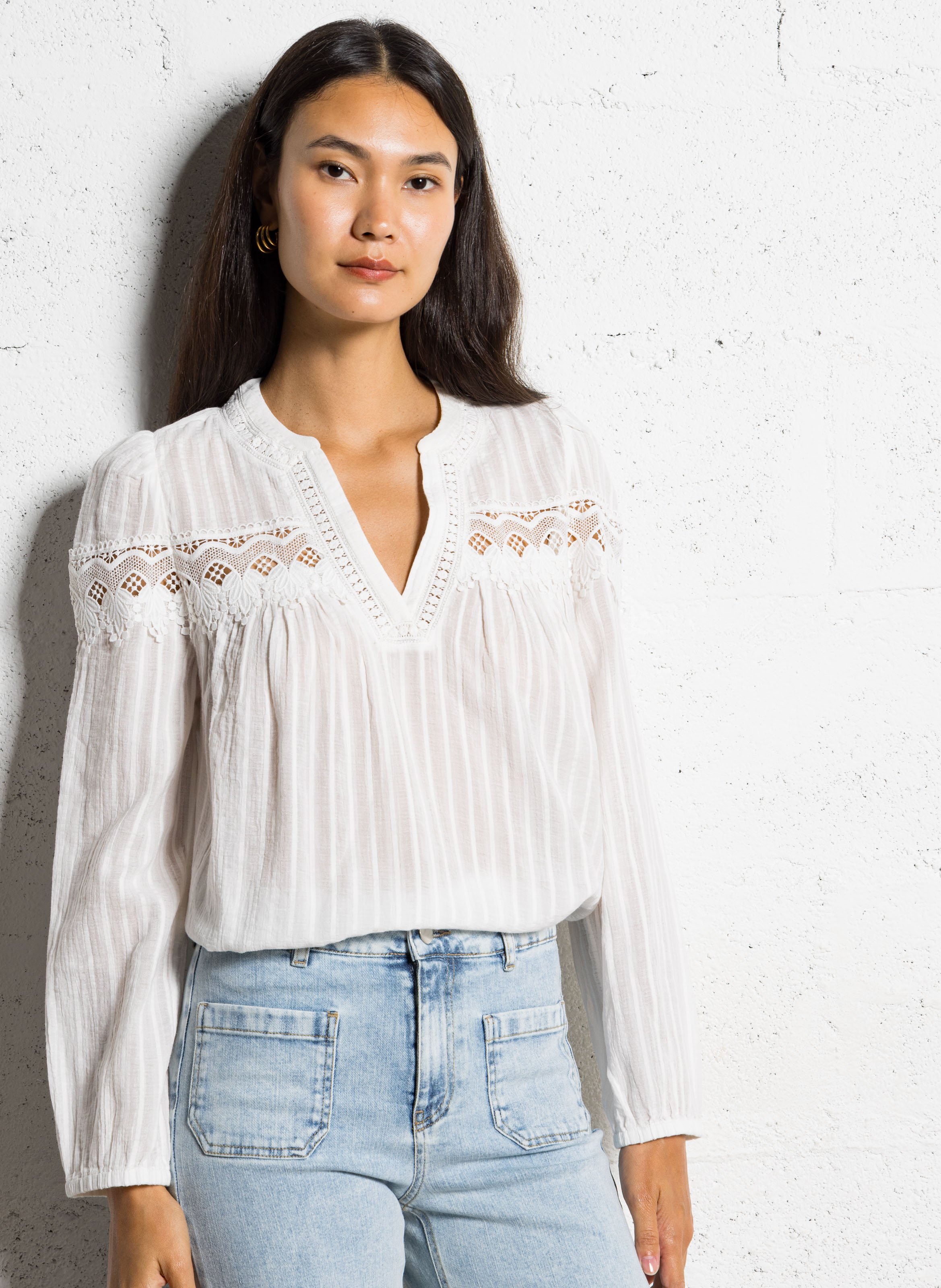 Oversized tunic collar blouse in cotton MAISON 123 White
