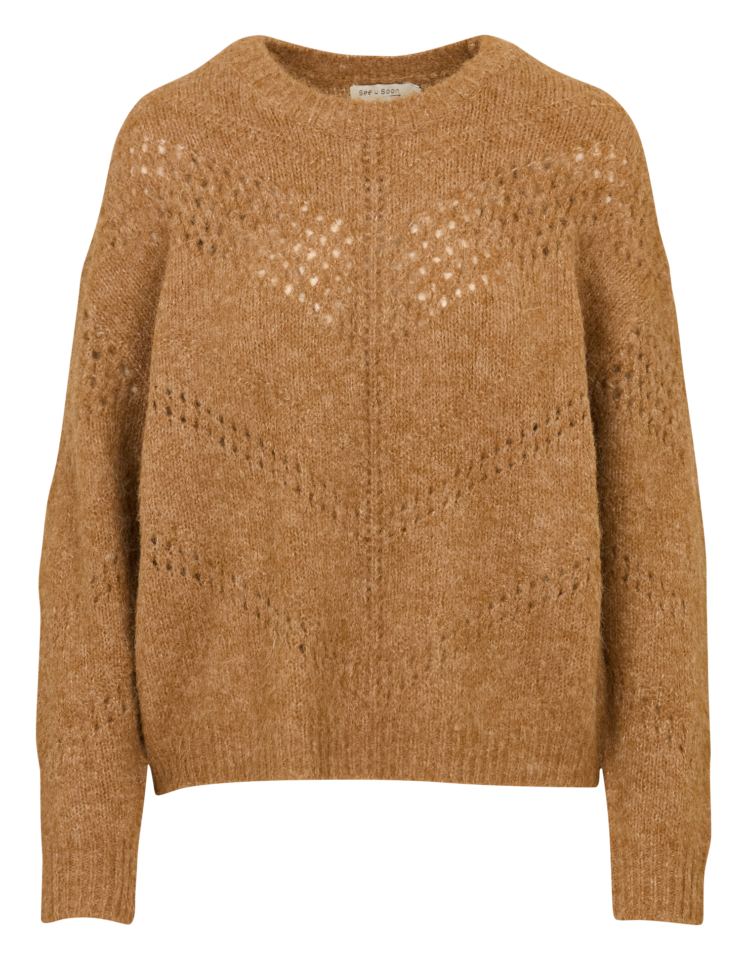 Pull col rond  SEE U SOON Marron