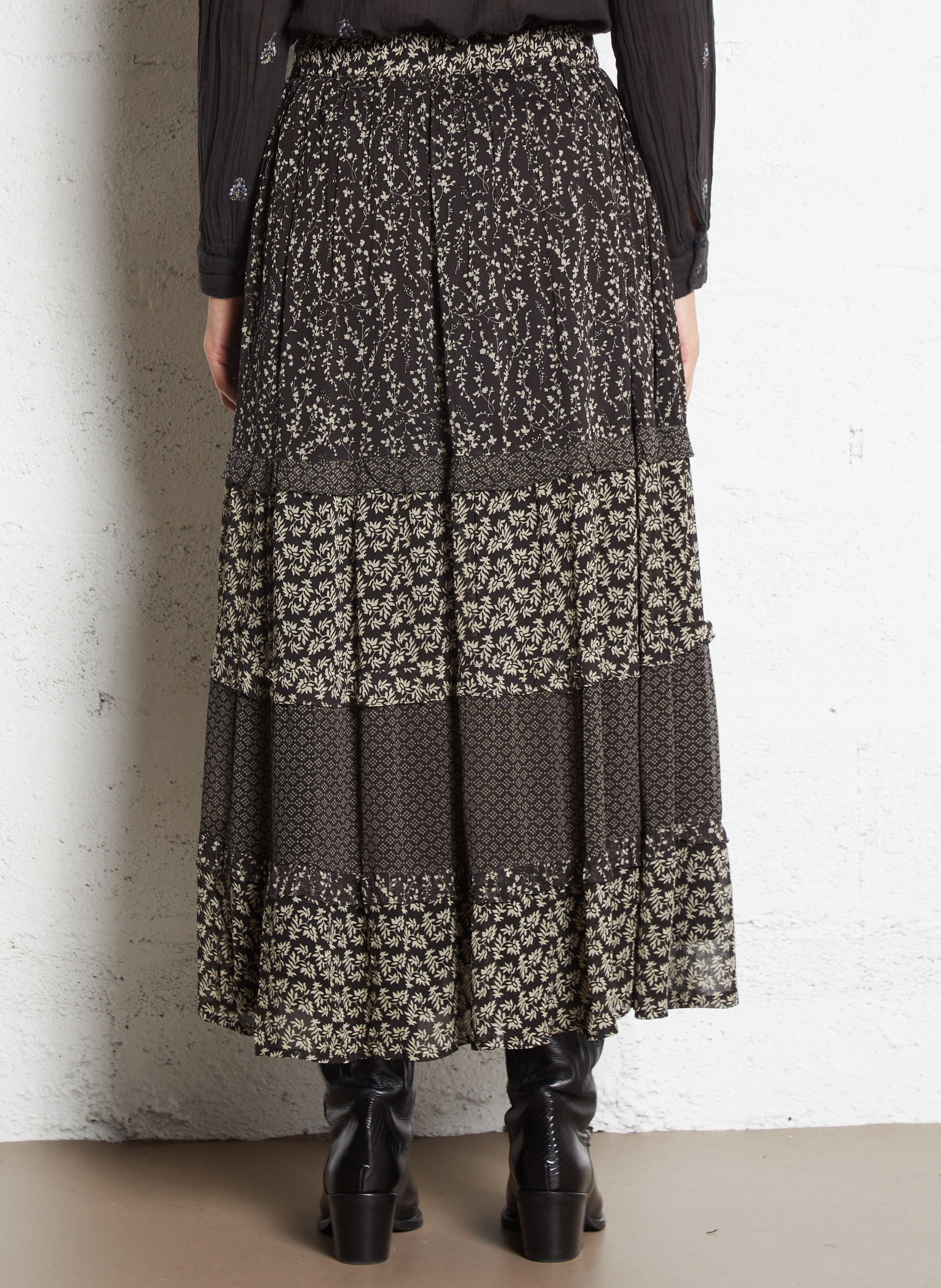 Floral print midi skirt MAISON HOTEL Black