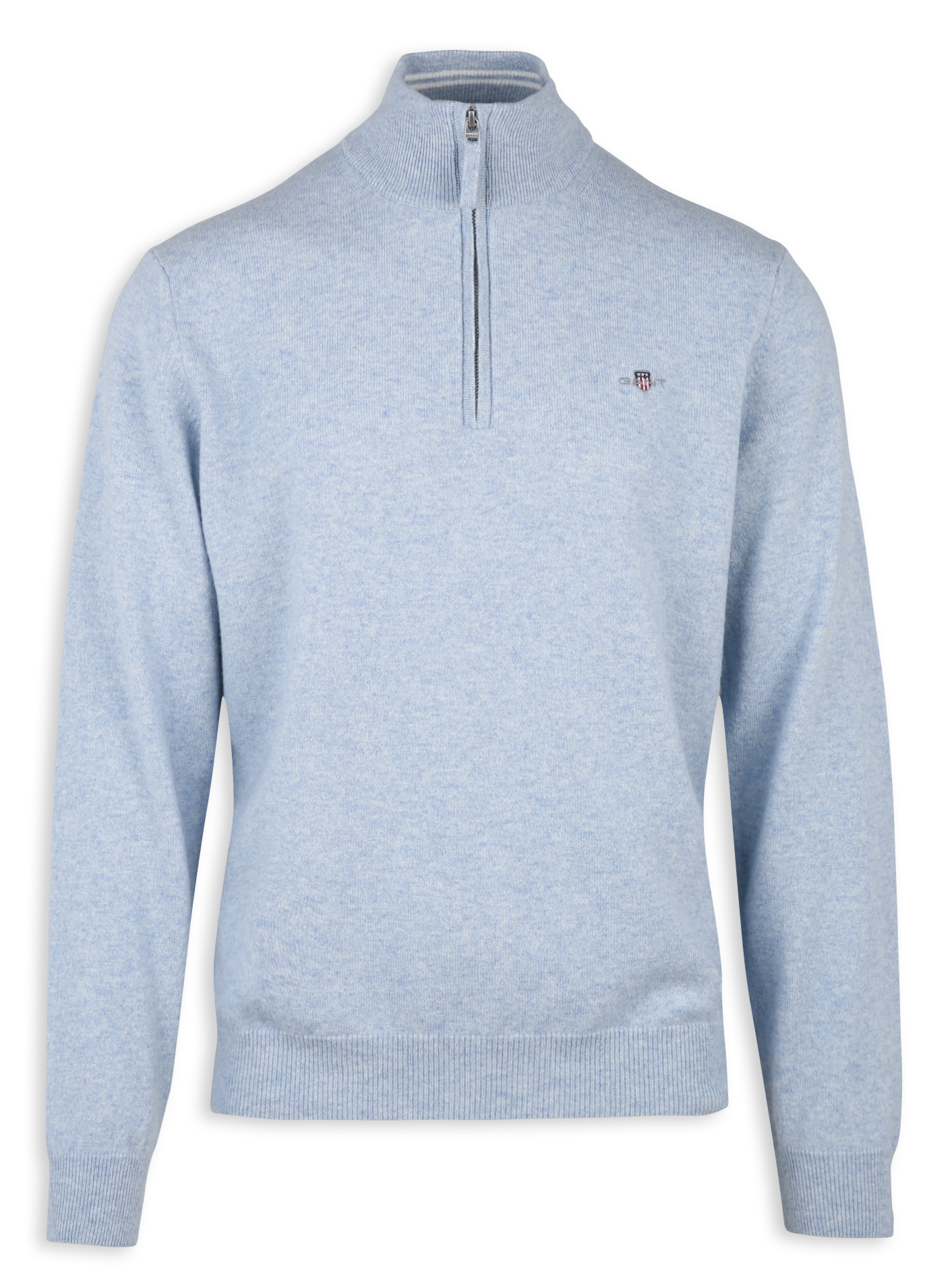 High-neck wool sweater with zip GANT Blue