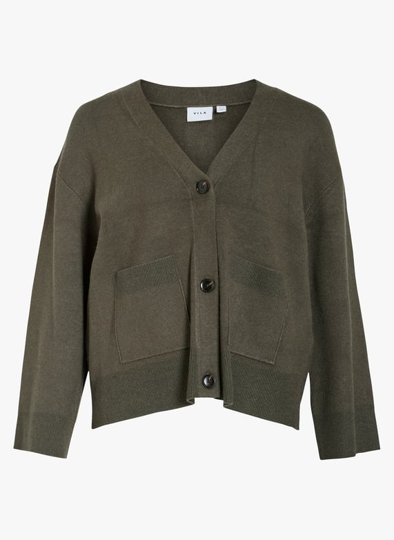 Straight fine-knit cardigan XS - Main Image