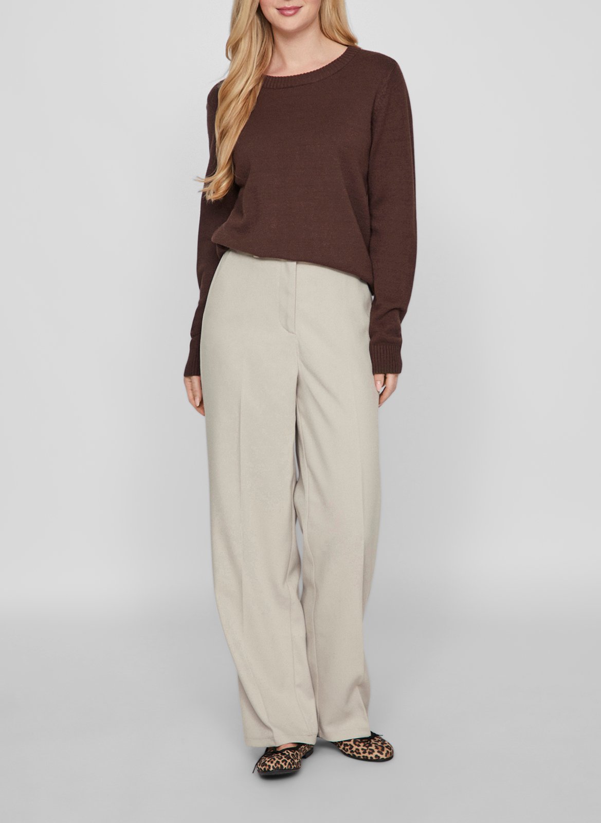 Pull col rond  VILA Marron