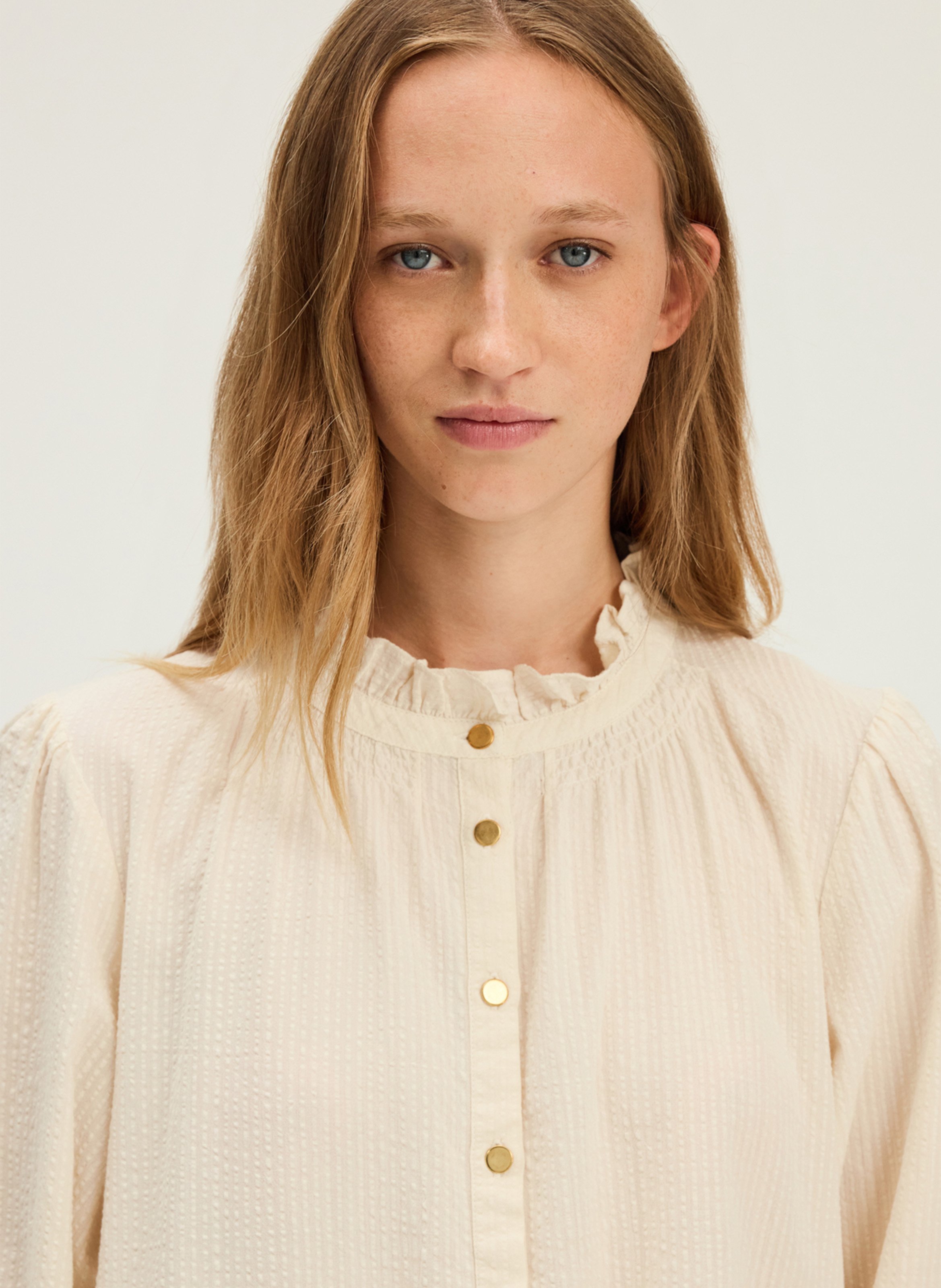 Blouse col rond en coton PABLO Beige