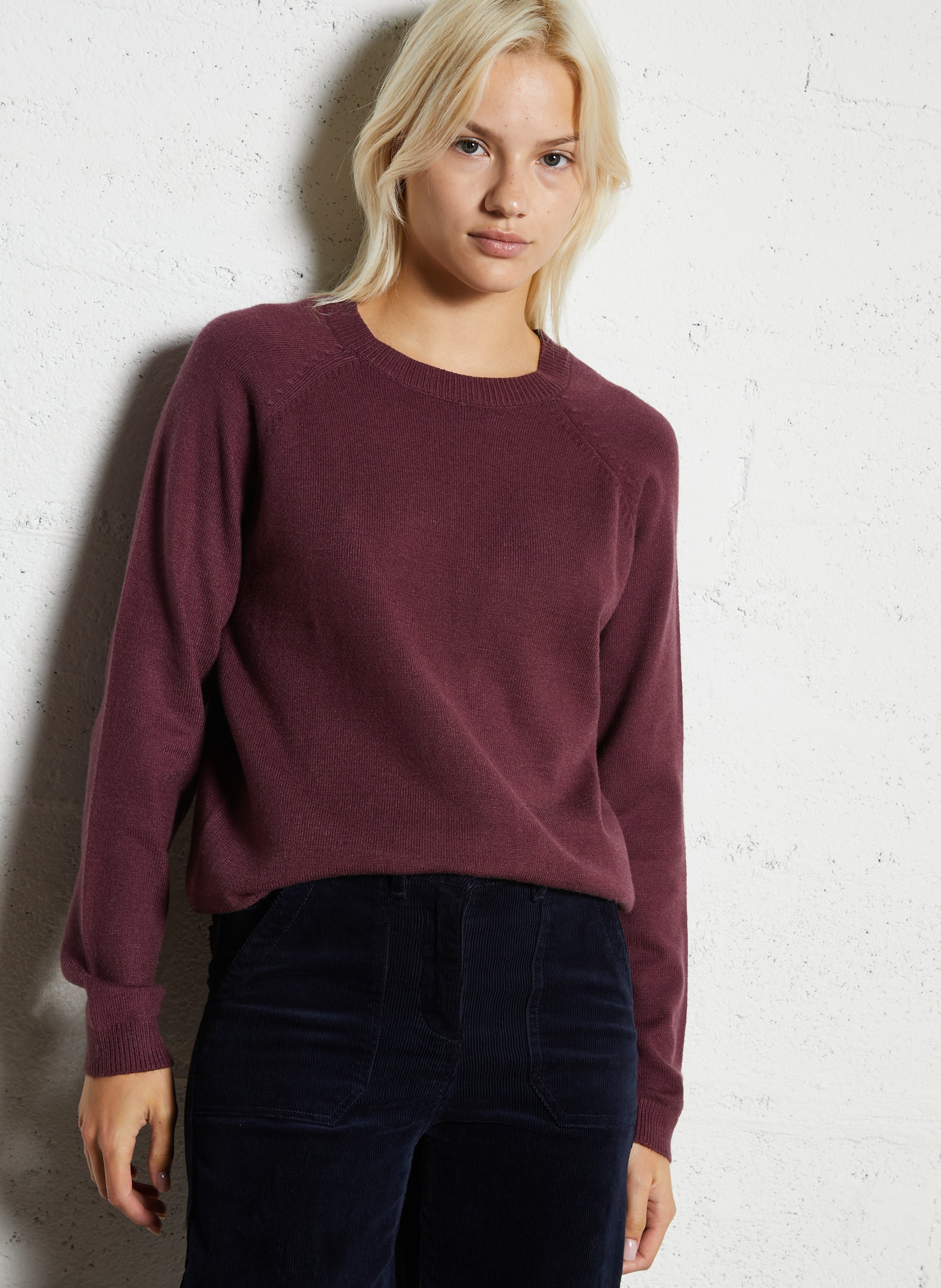 Pull oversize col rond en maille SUD EXPRESS Rouge