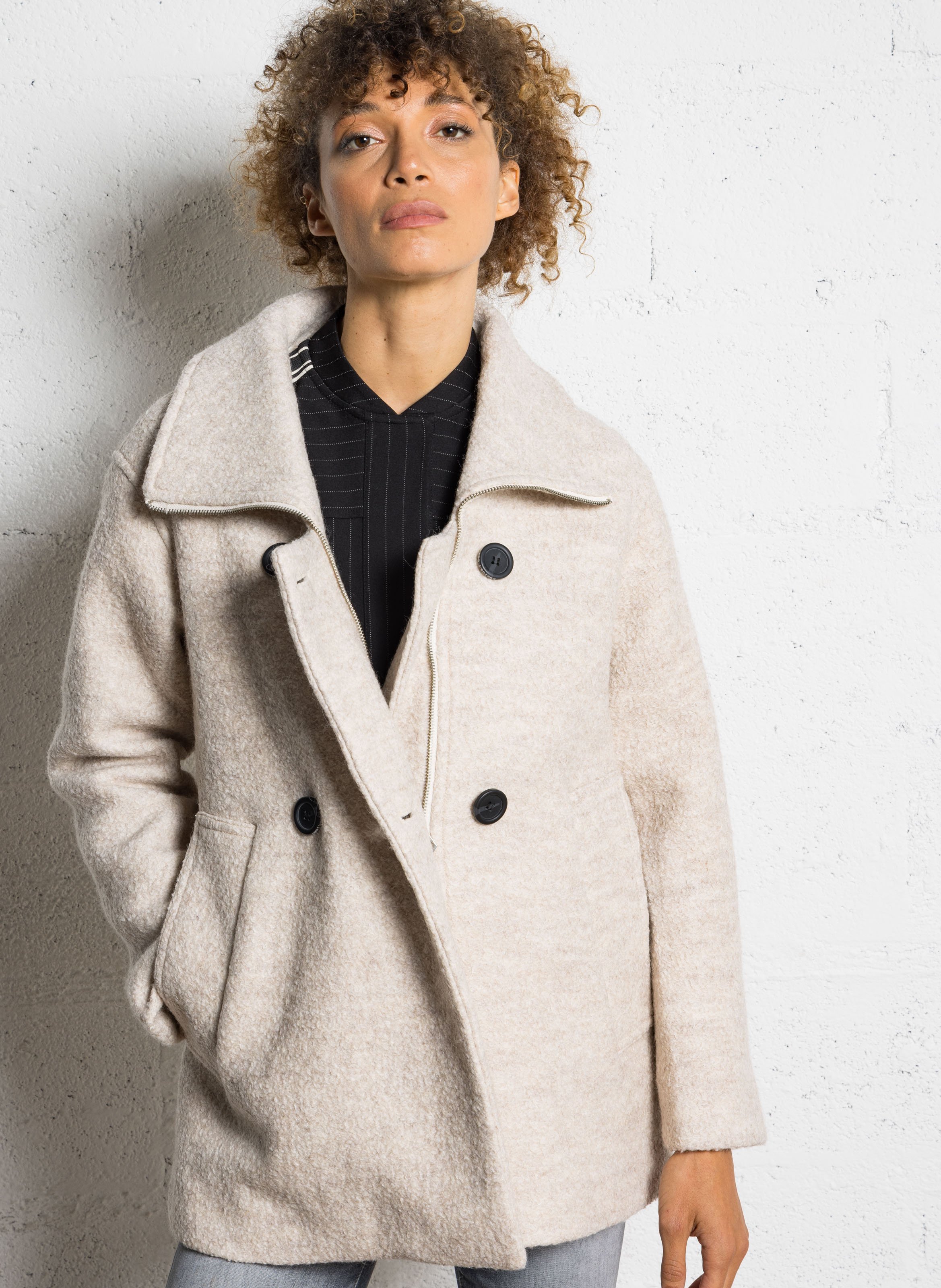 Manteau droit en laine mélangée LE TEMPS DES CERISES