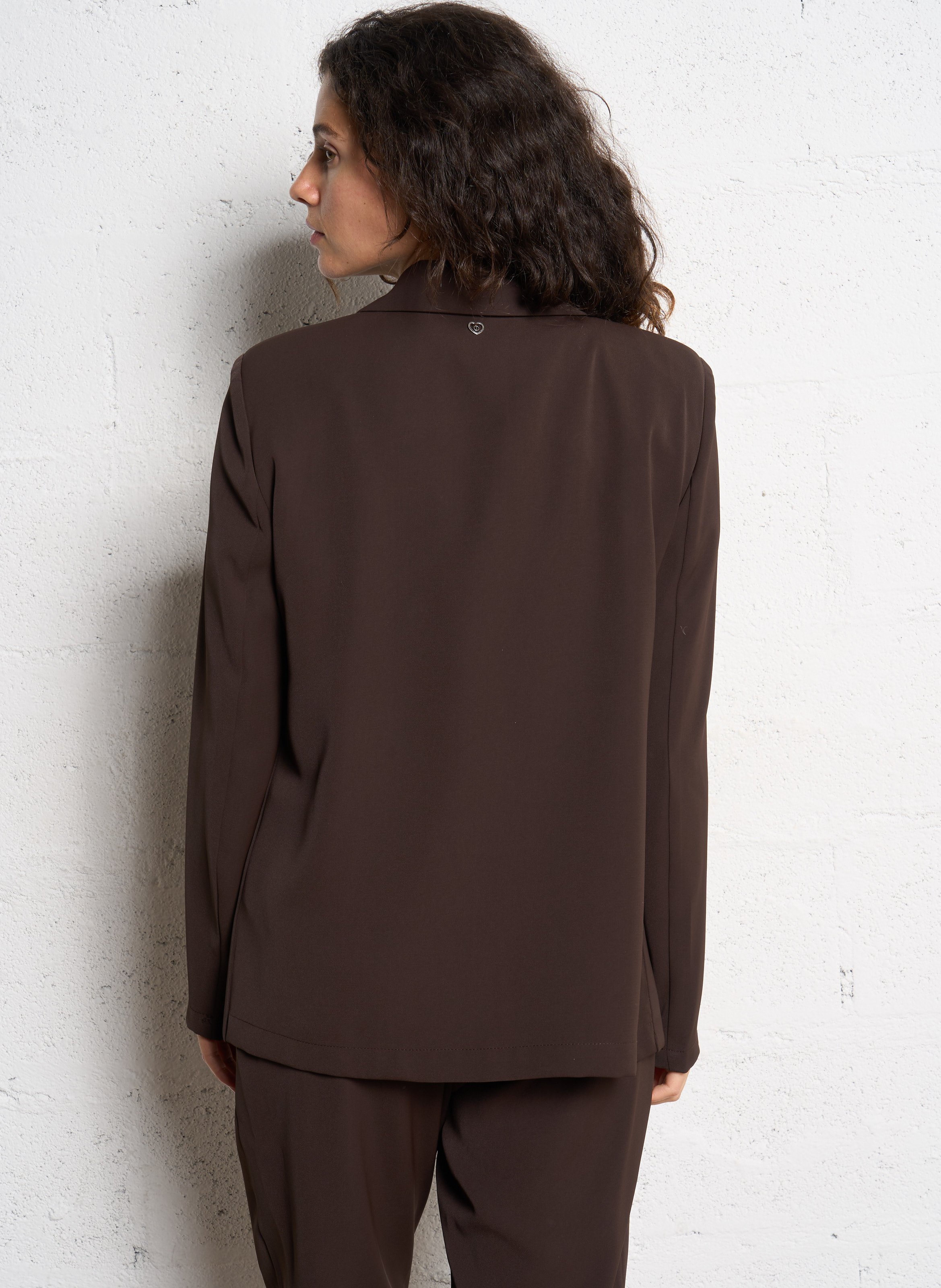 Veste tailleur fluide unie  PLEASE Marron