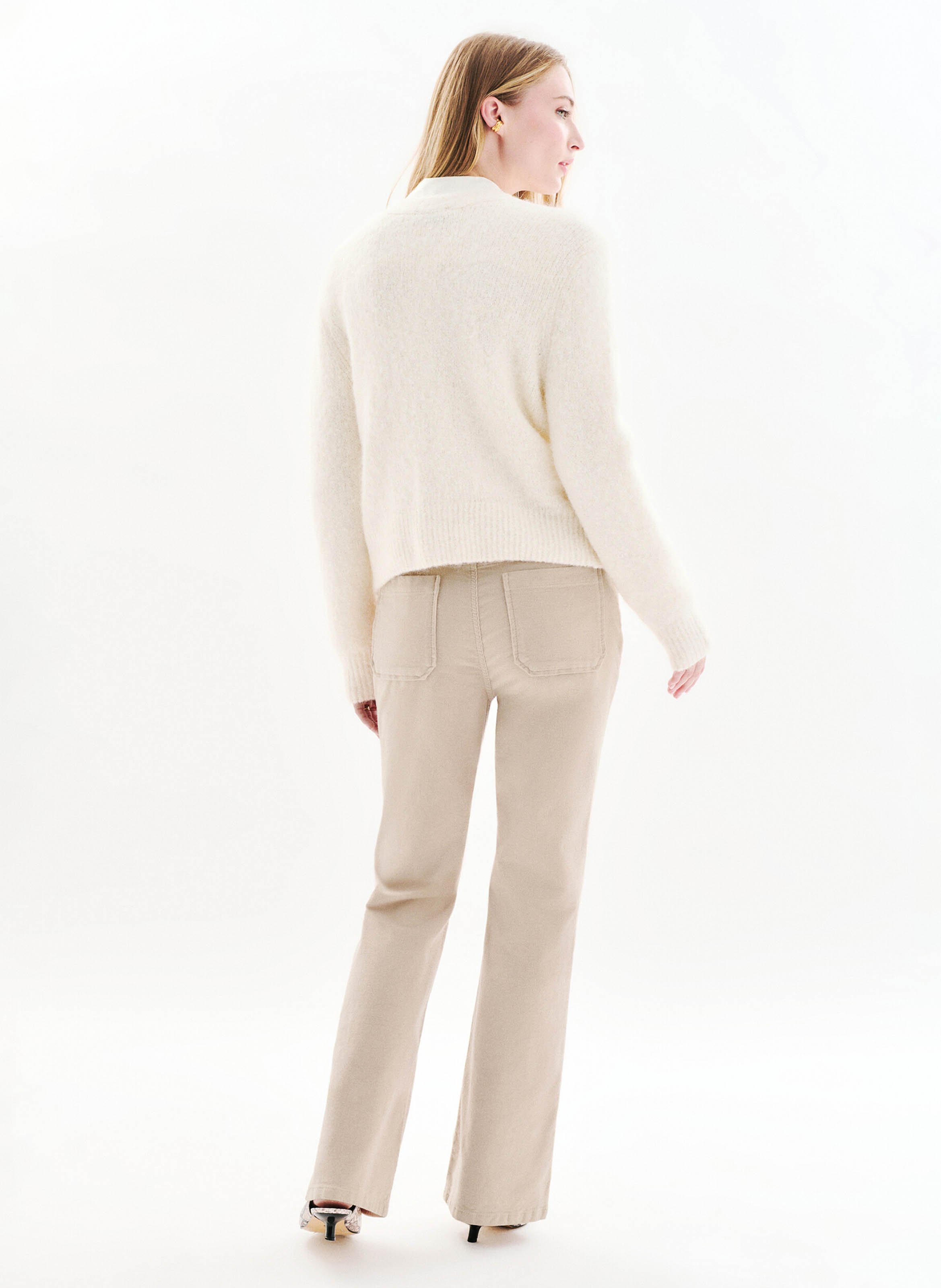 Gerader Knopfverschluss Cardigan uni Beige