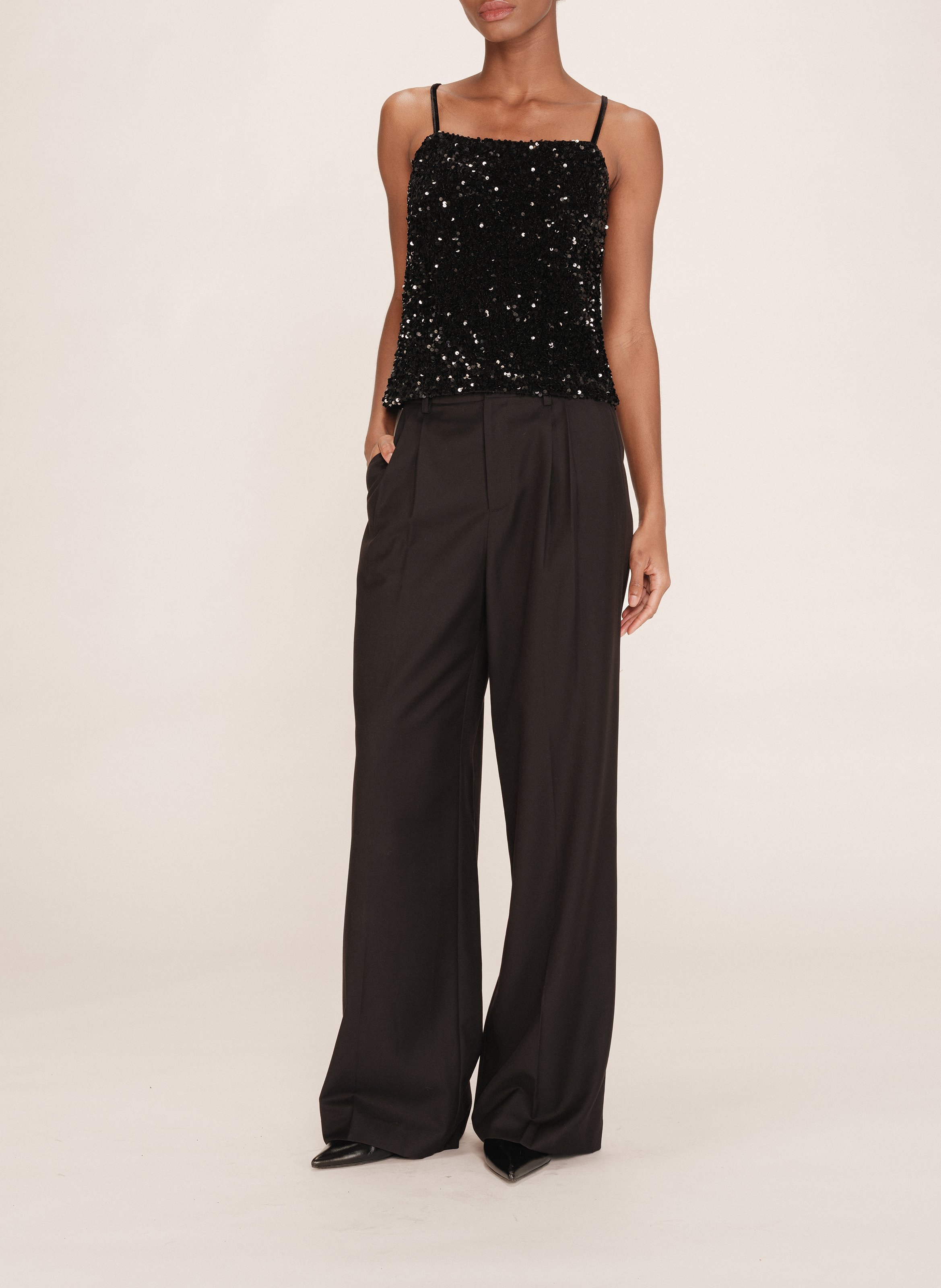 Velvet sequin tank top GRACE ET MILA Black