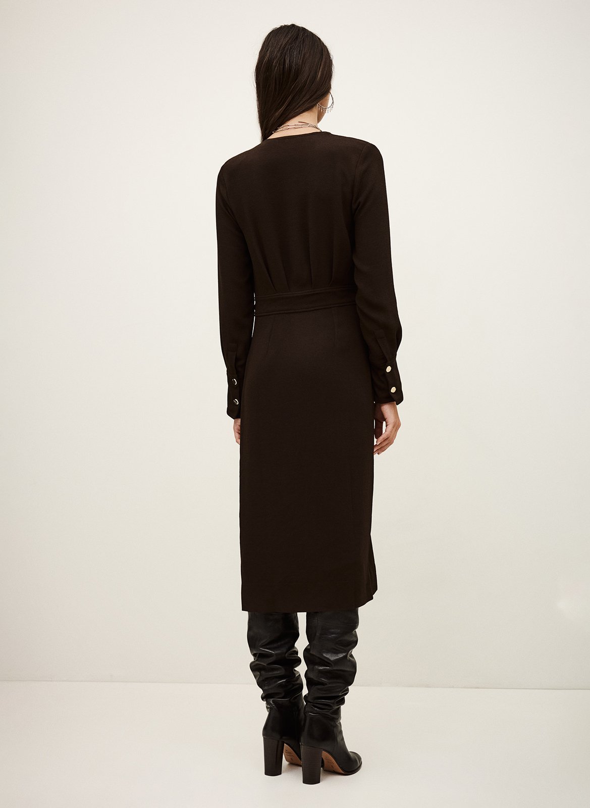 Robe longue col V BA&SH Marron