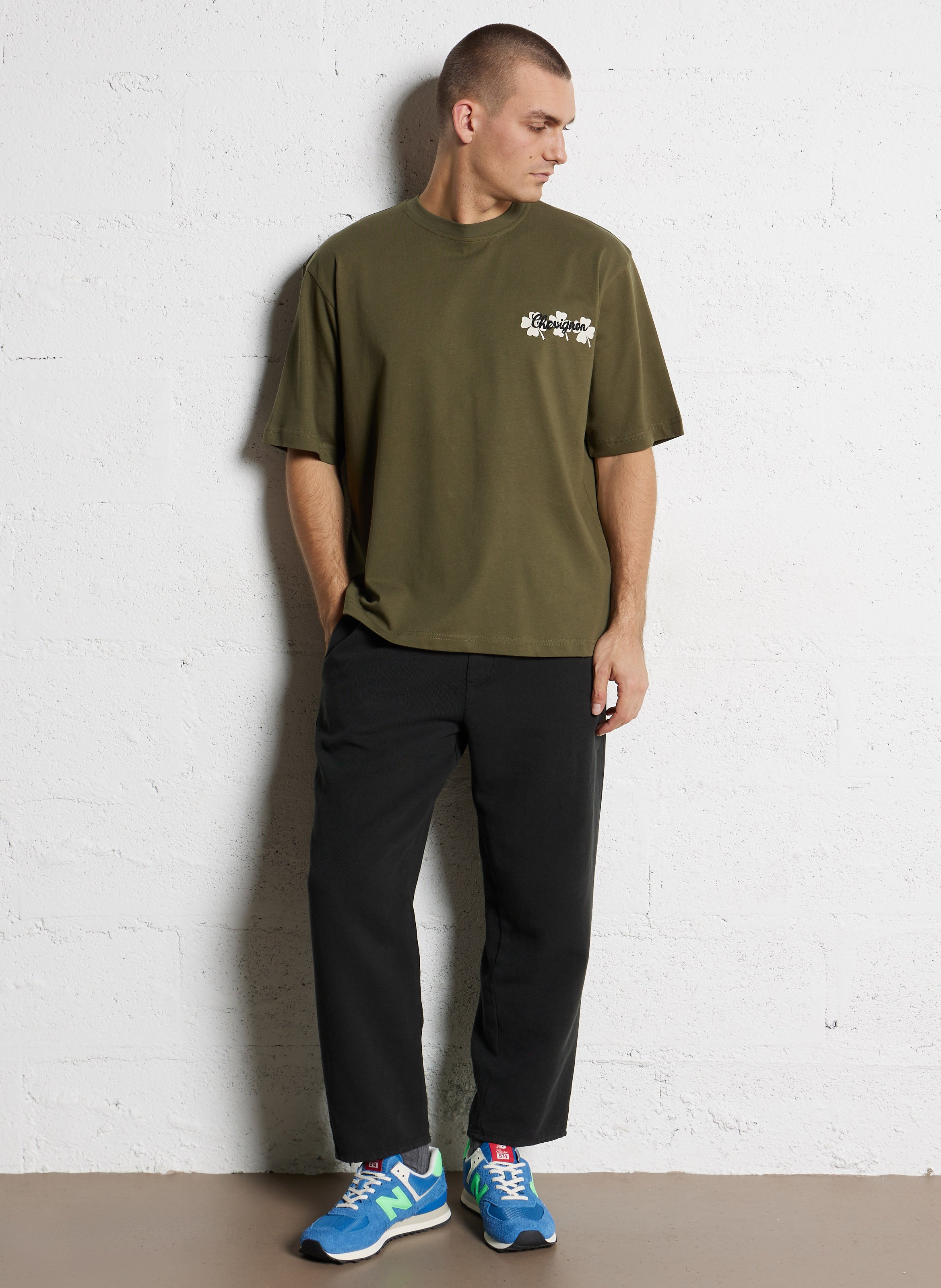 Low-top leather mix sneakers NEW BALANCE Khaki