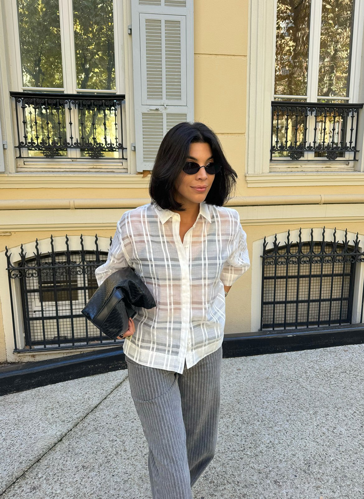 Chemise oversize à carreaux VILA Blanc