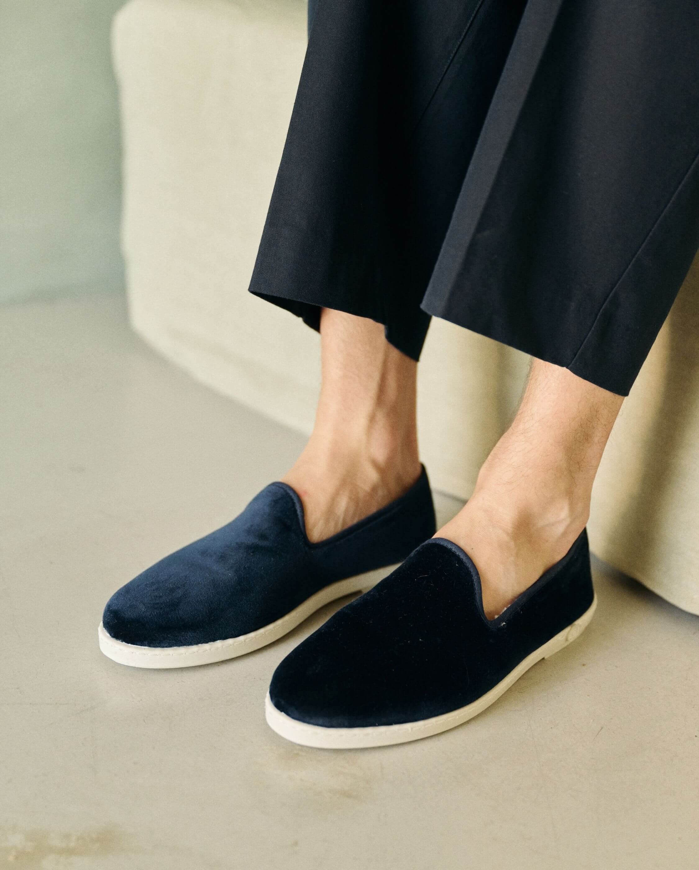 Chausson homme velours, marine ANGARDE Bleu
