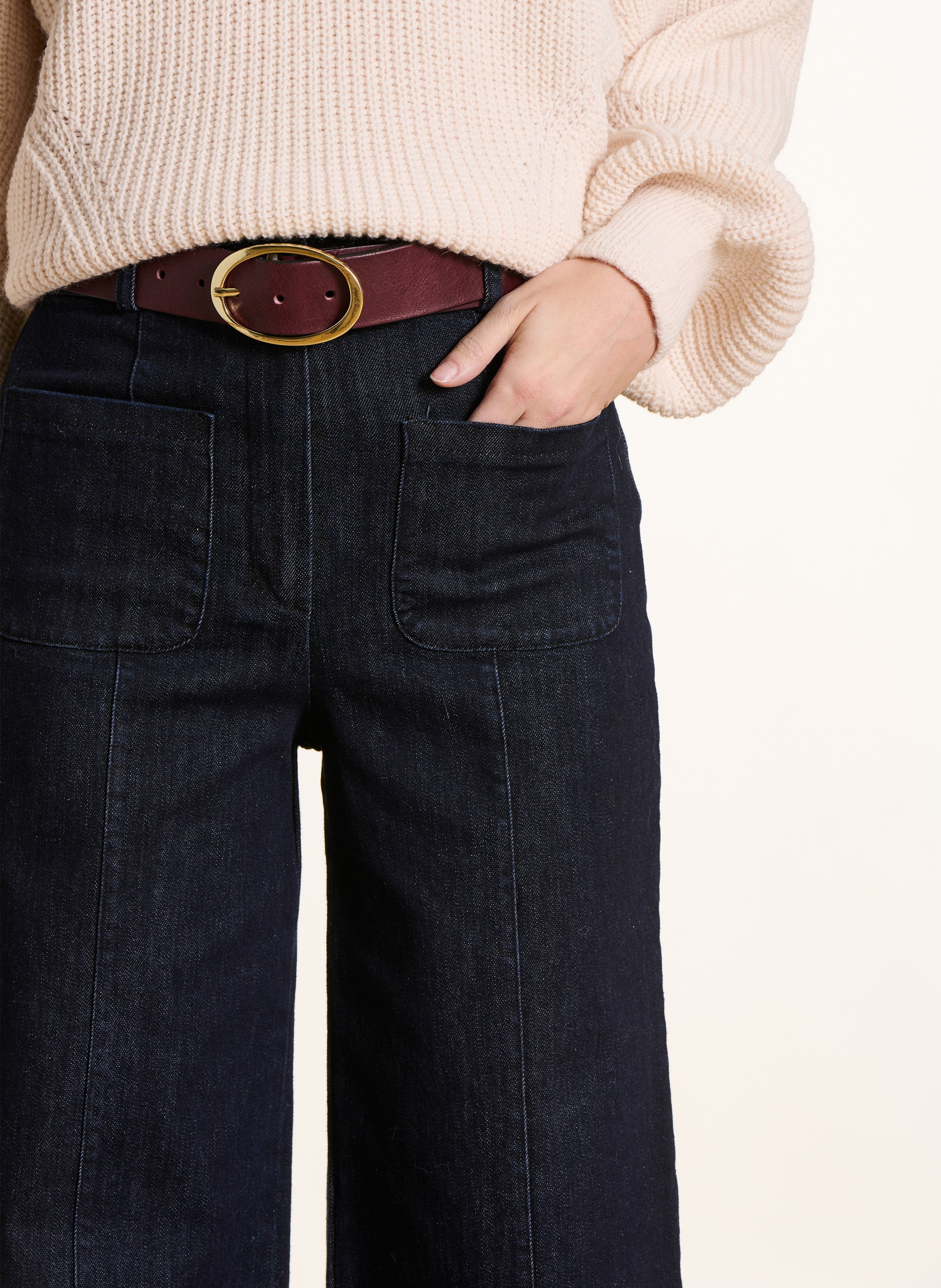 Bootcut flared cotton-blend jeans LA FEE MARABOUTEE Blue