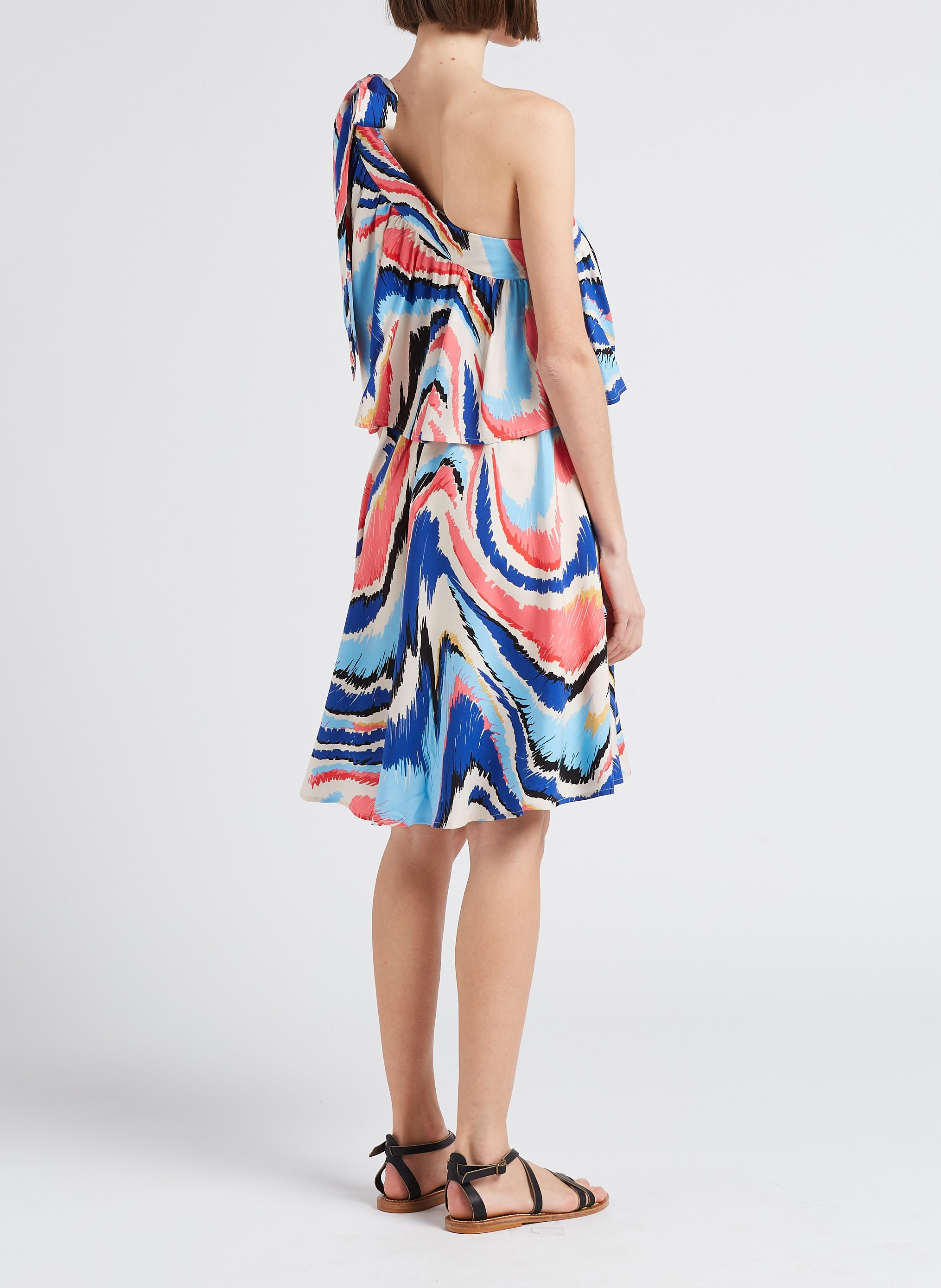 Korte, strapless jurk met print YAS Wit