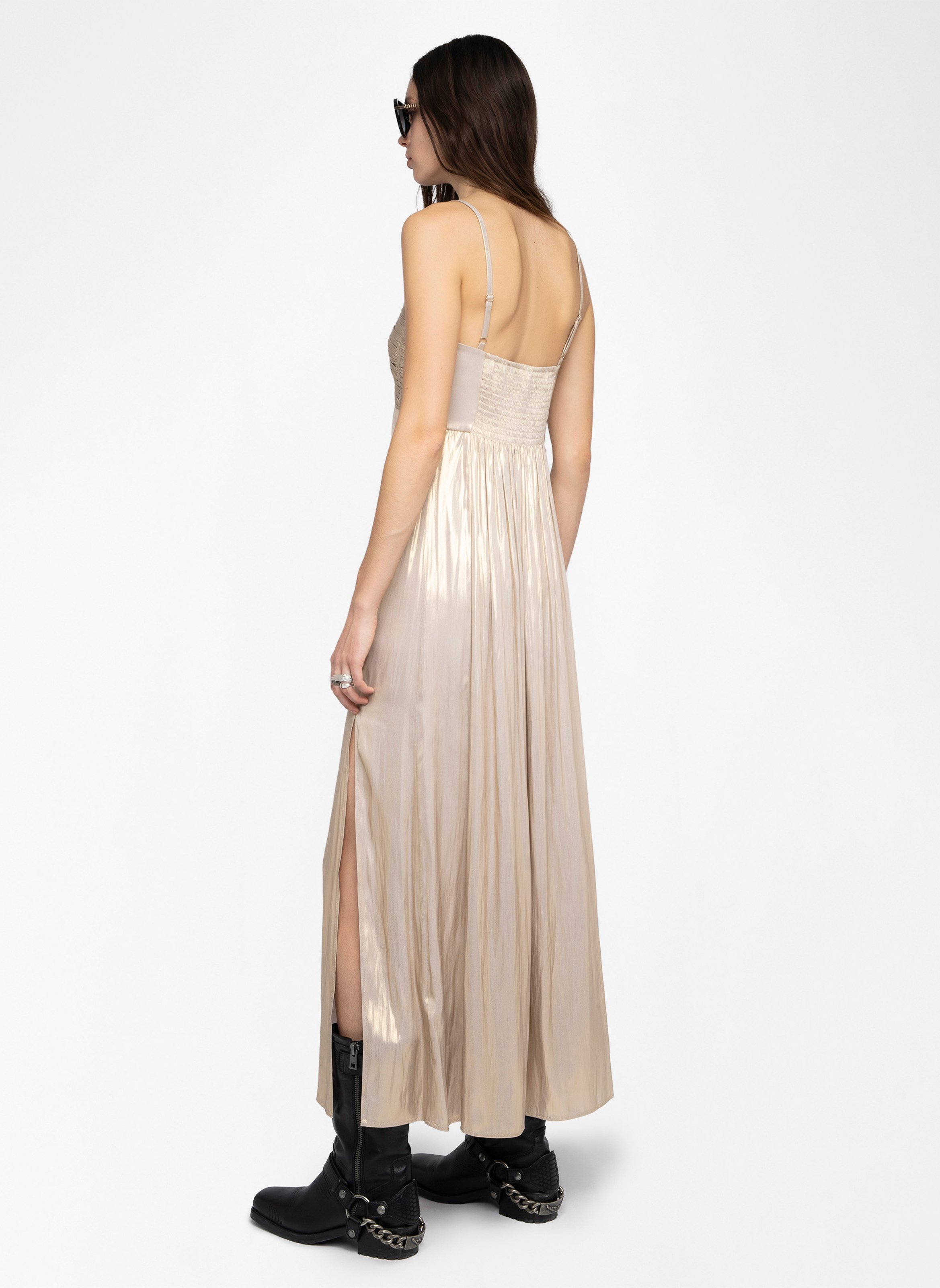 Robe longue en satin métallisé ZADIG&VOLTAIRE Jaune