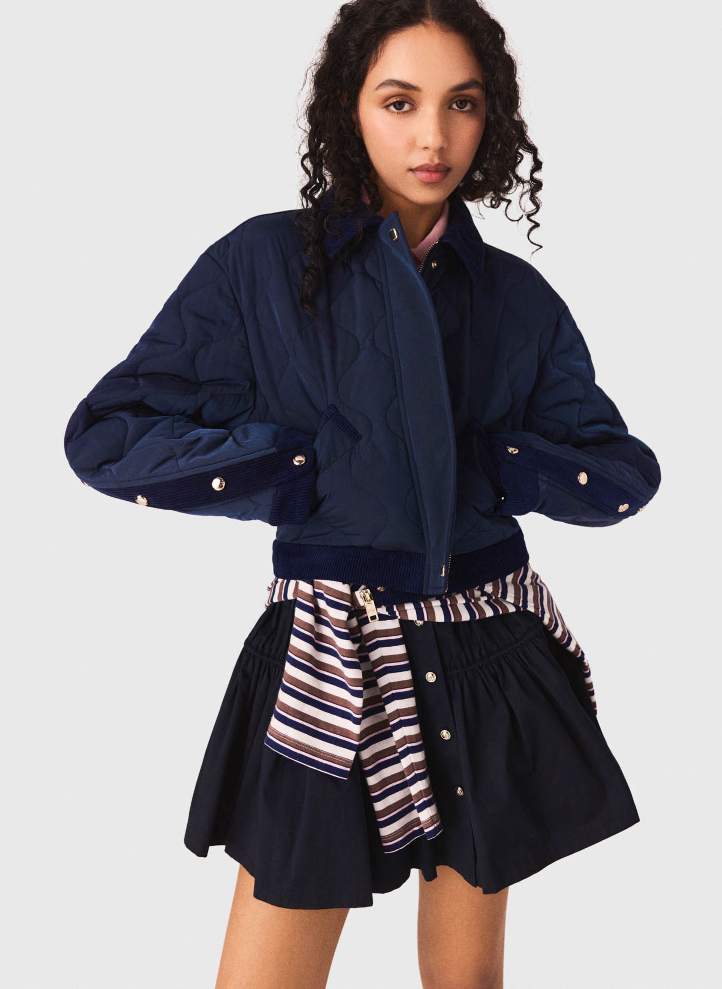 Gewatteerd jack met fluwelen details MAJE Blauw