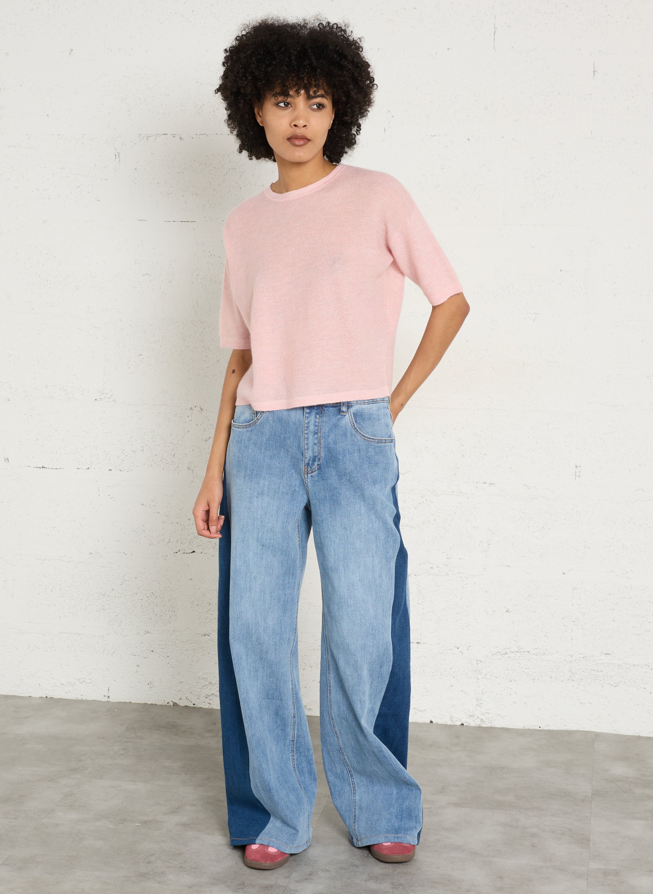 Flared Jeans aus Baumwoll-Mix LA PETITE ETOILE Stone-bleached Jeans