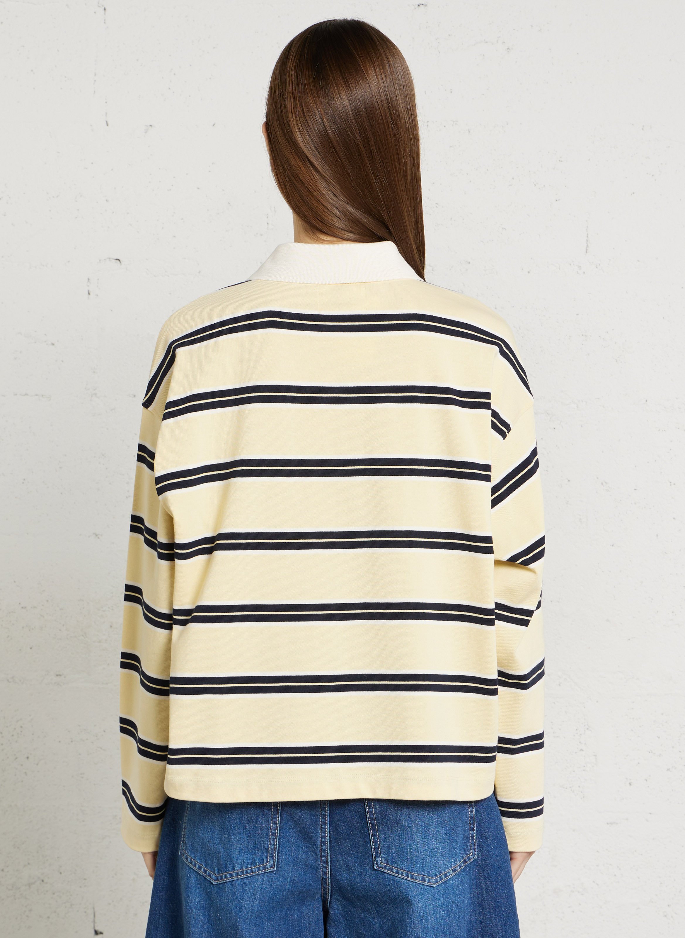 Polo manches longues droit rayé DES PETITS HAUTS Multicolore