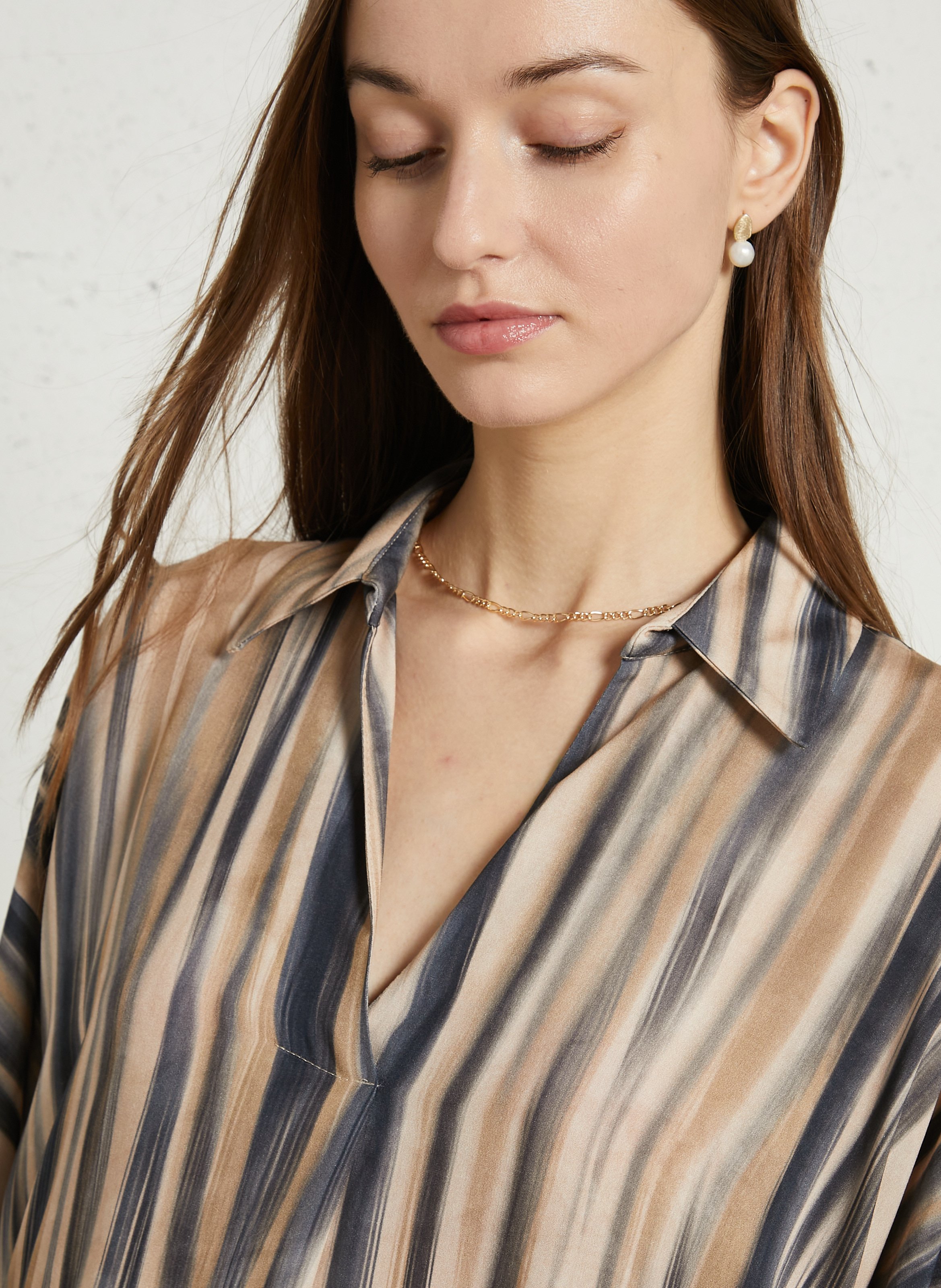 Robe courte col classique imprimée PLEASE Beige