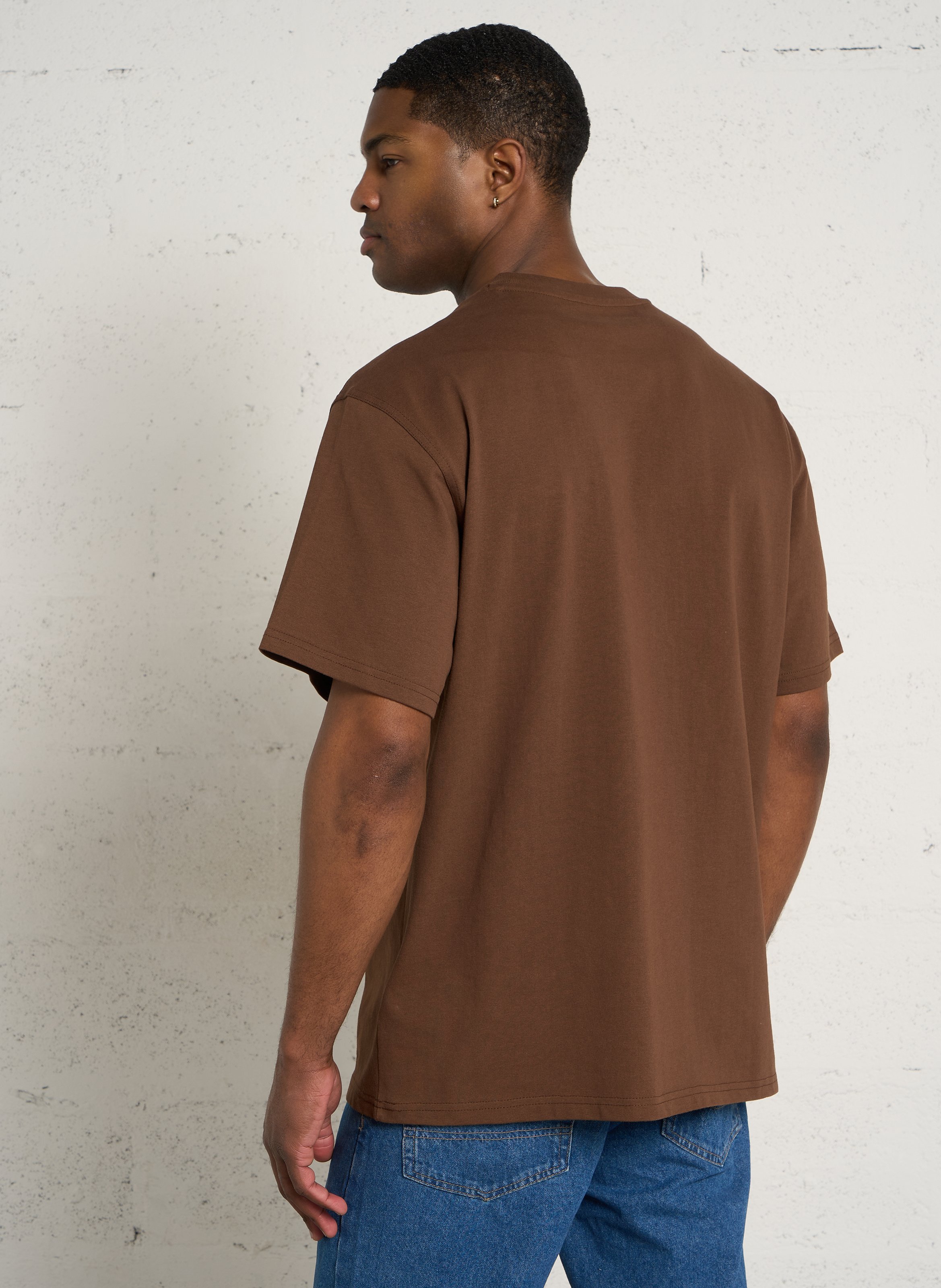Ruimvallend, katoenen T-shirt met ronde hals en borduursel DICKIES Bruin