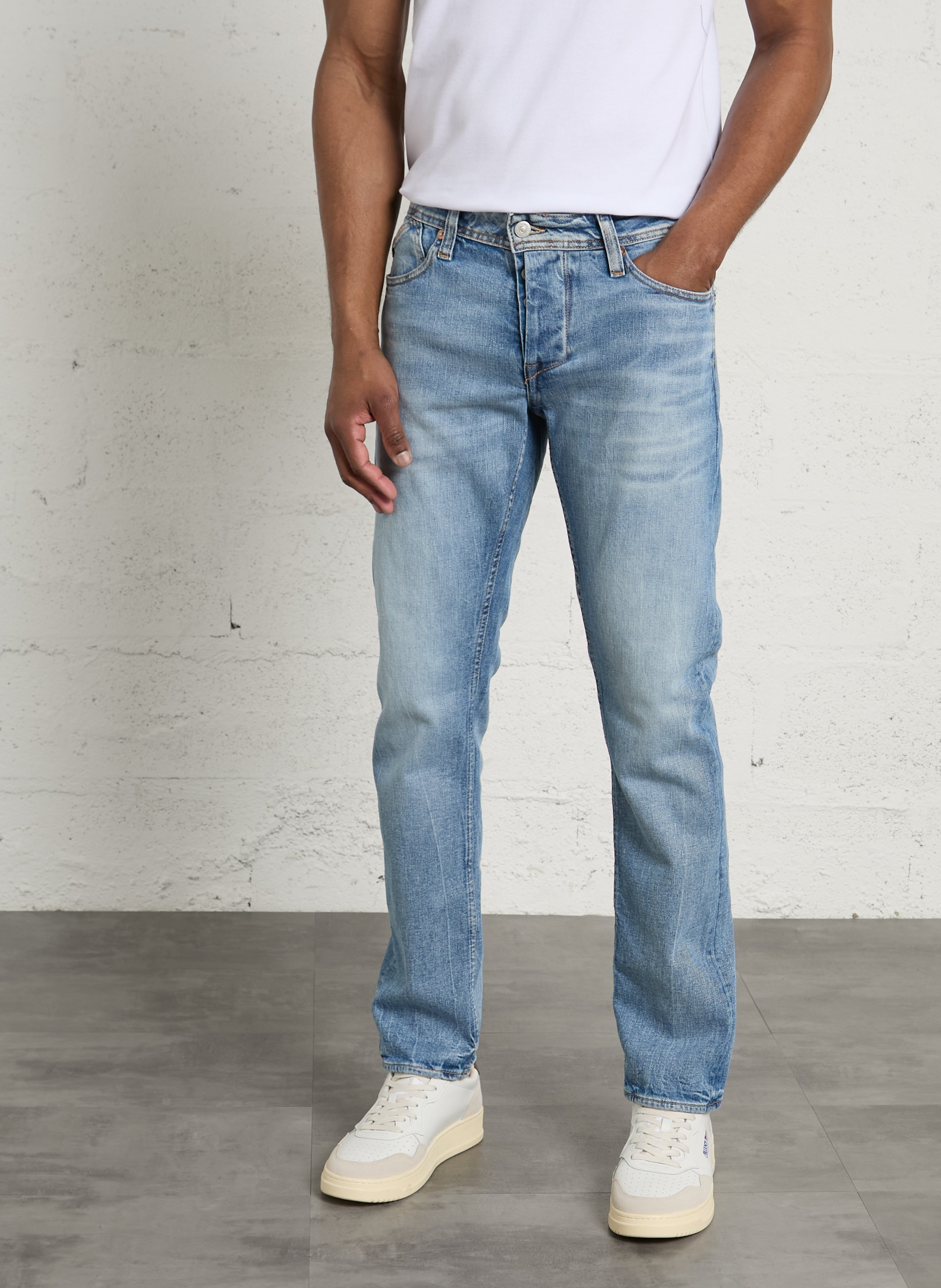 Jeans droit en coton mélangé LE TEMPS DES CERISES Bleu