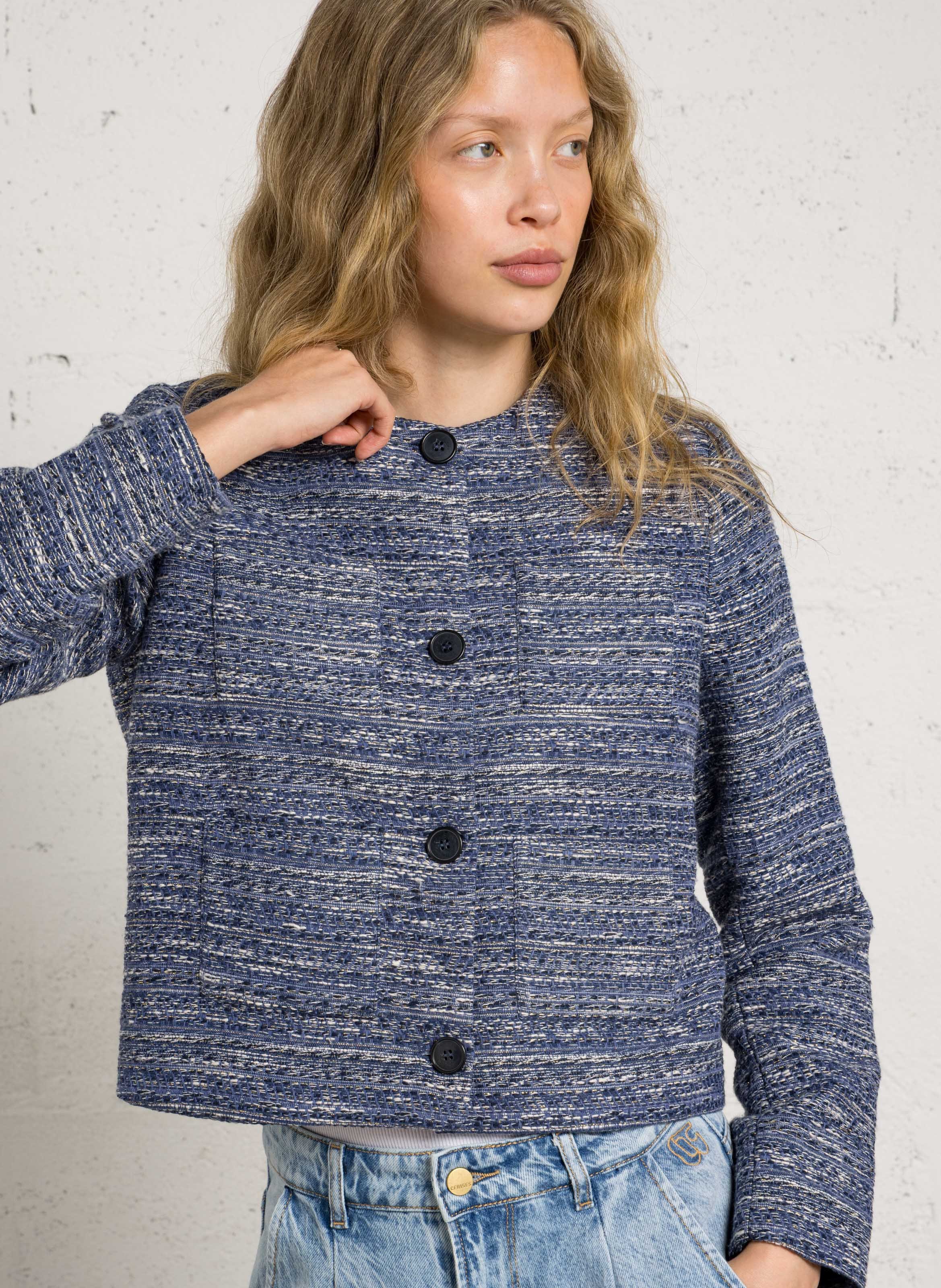 Kurze Tweedweste mit Knöpfen SUD EXPRESS Blau