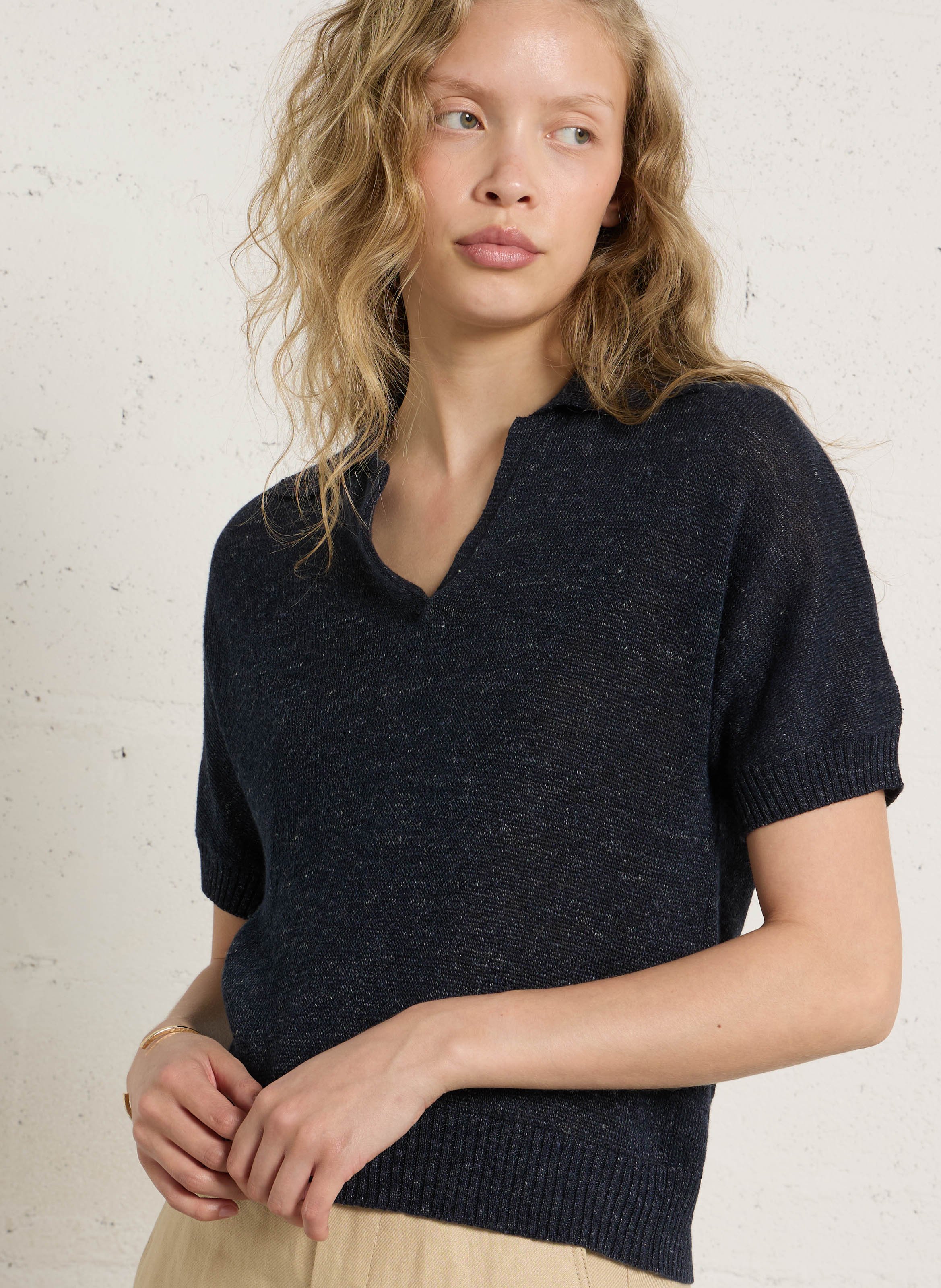 Oversized trui van linnen en biologisch katoen MASSCOB Groen