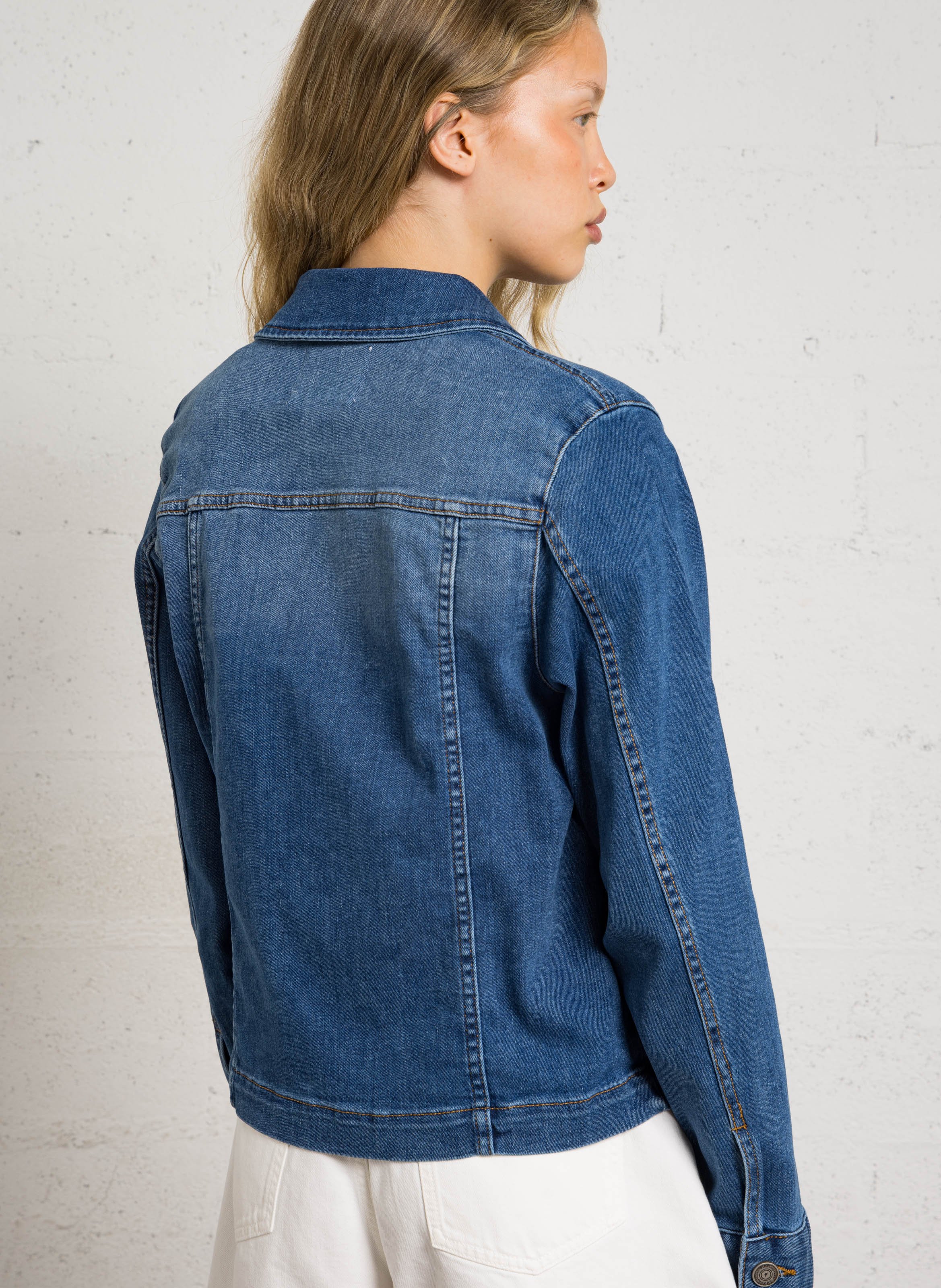 Rechte denim jas van katoen SUD EXPRESS Blauw