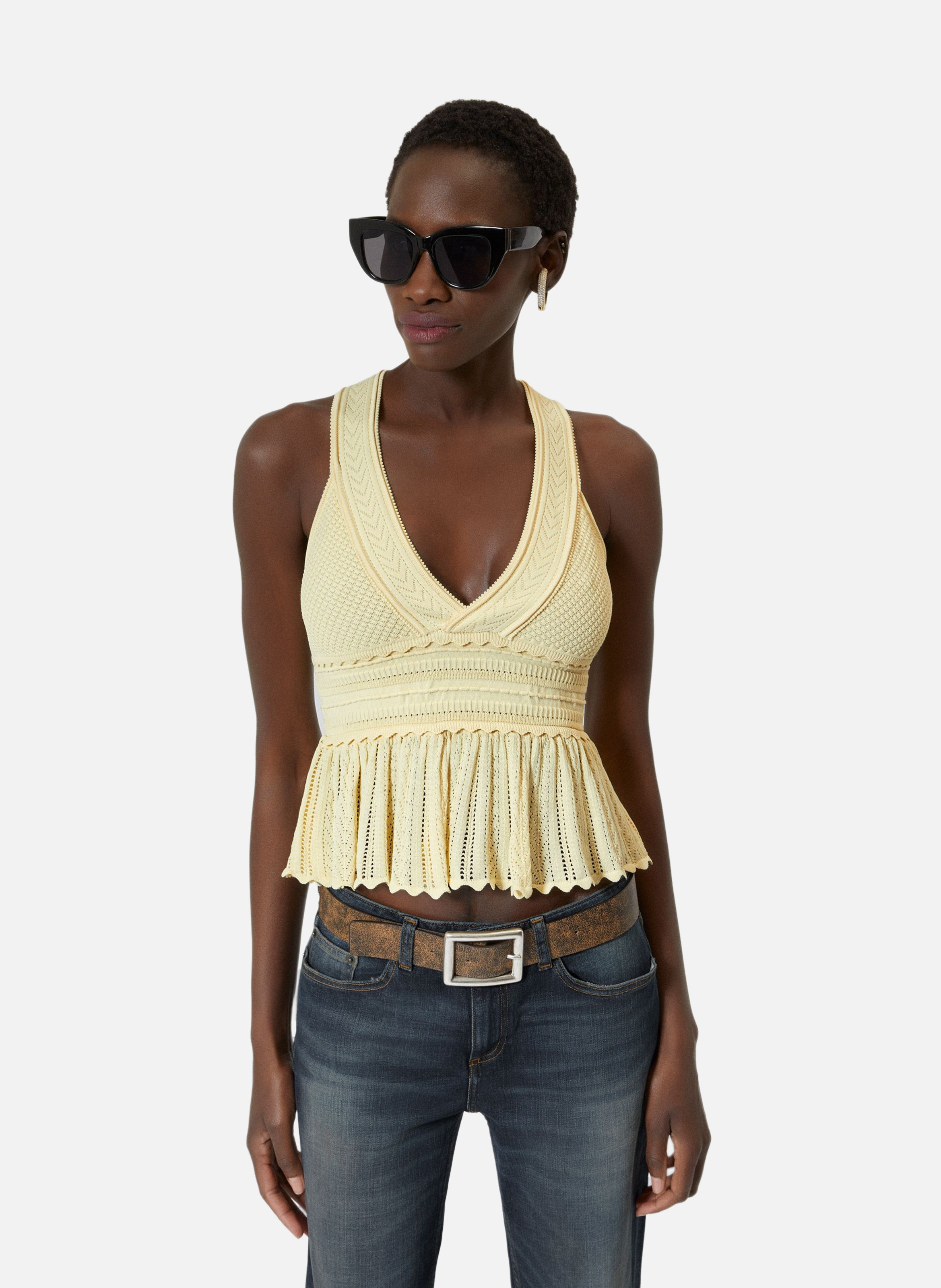 Open-work knit top THE KOOPLES Yellow