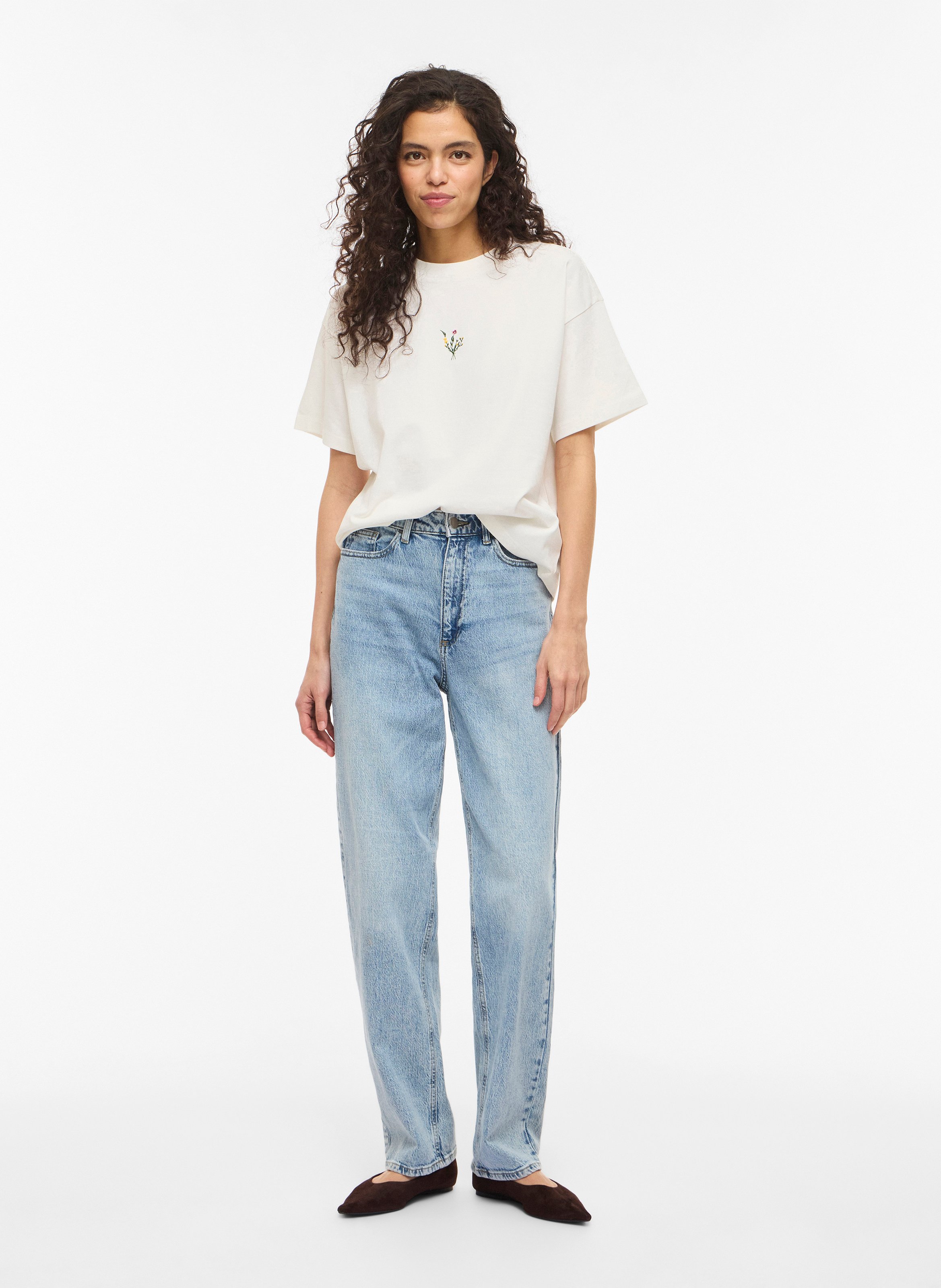 Tee-shirt ample uni avec broderie VILA Blanc