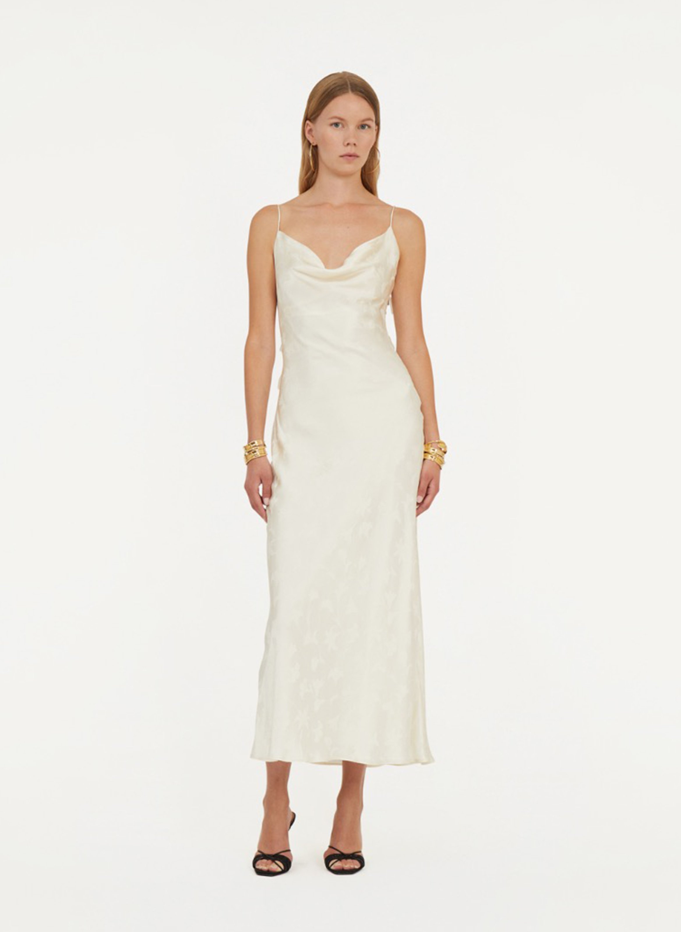 Langes Seidenkleid mit Druck ROTATE Mehrfarbig