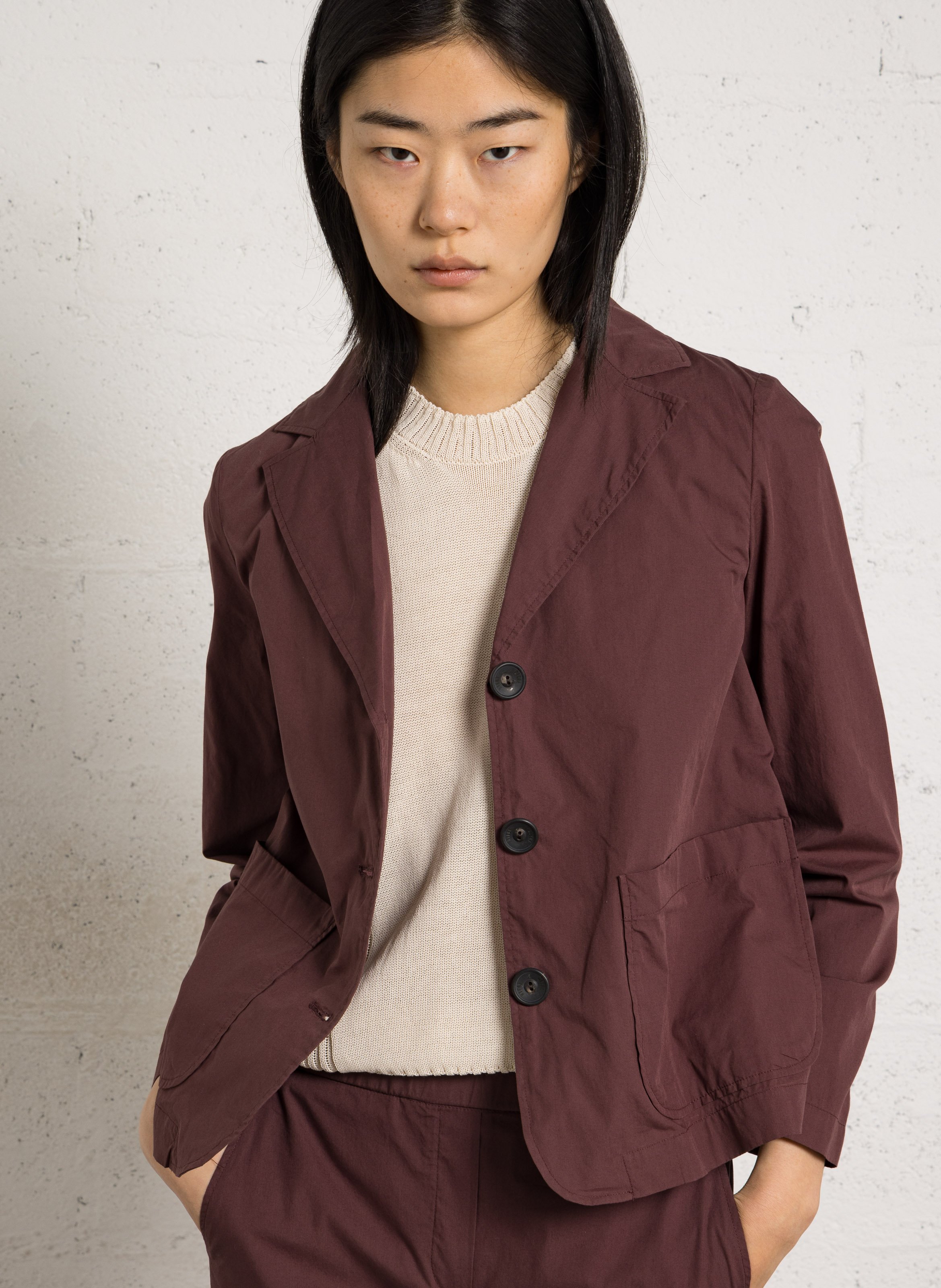 Straight cotton jacket DIEGA Plums