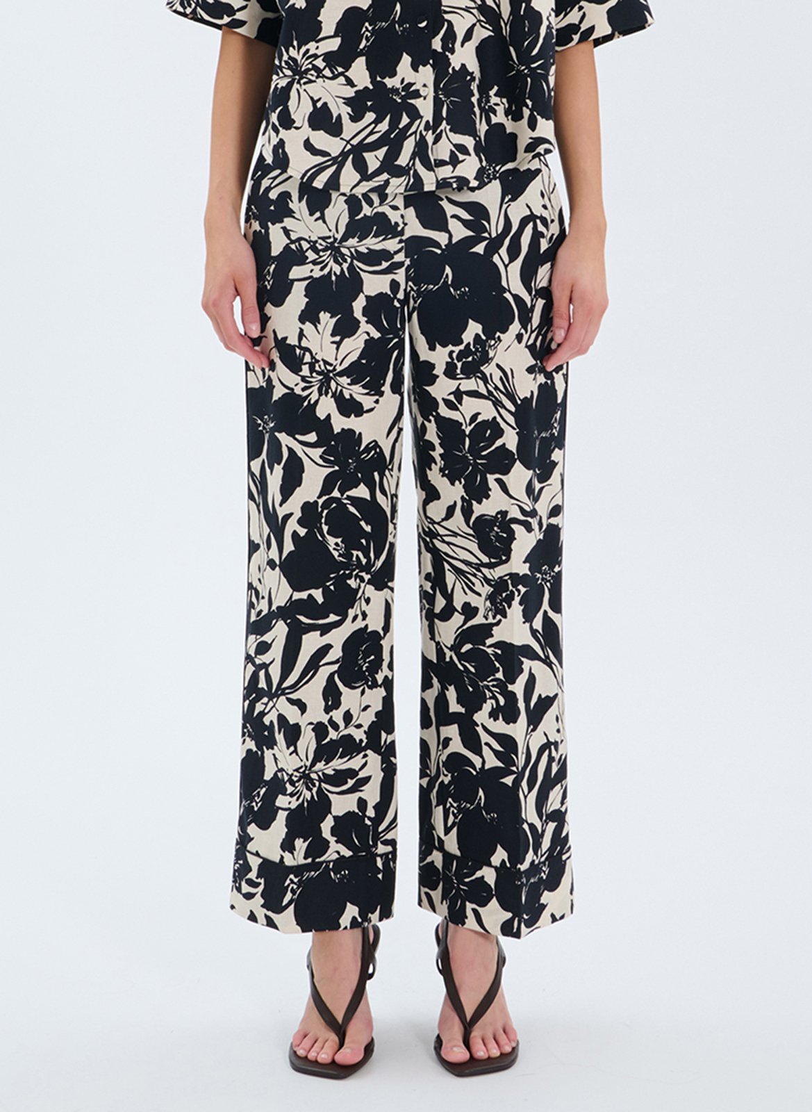 Pantalon large en lin mélangé ZAPA Blanc