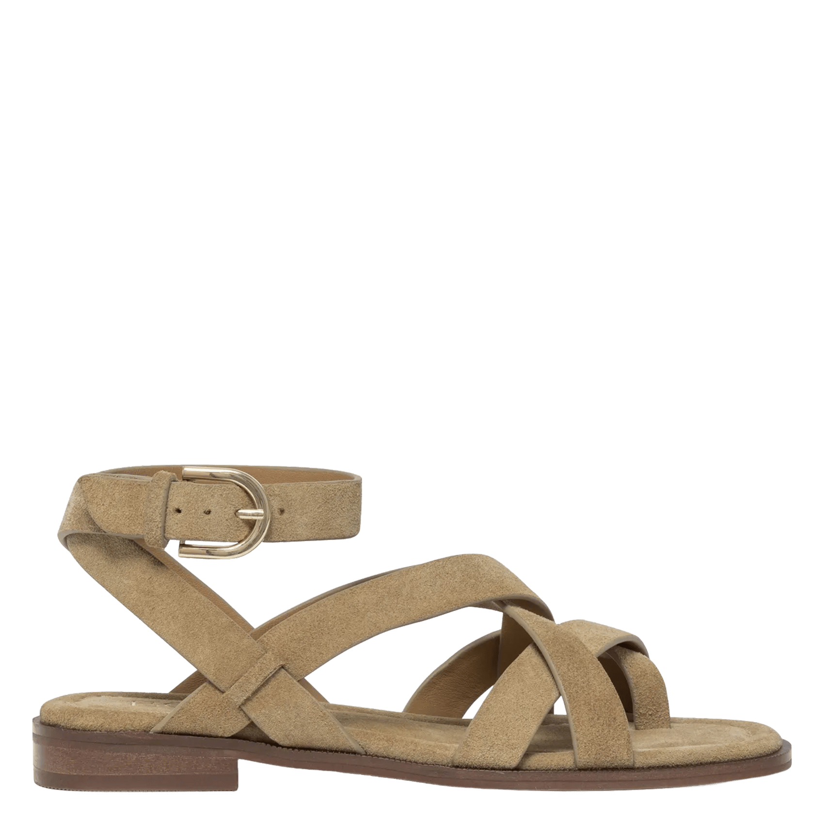 Aouda flat leather sandals BOCAGE Beige