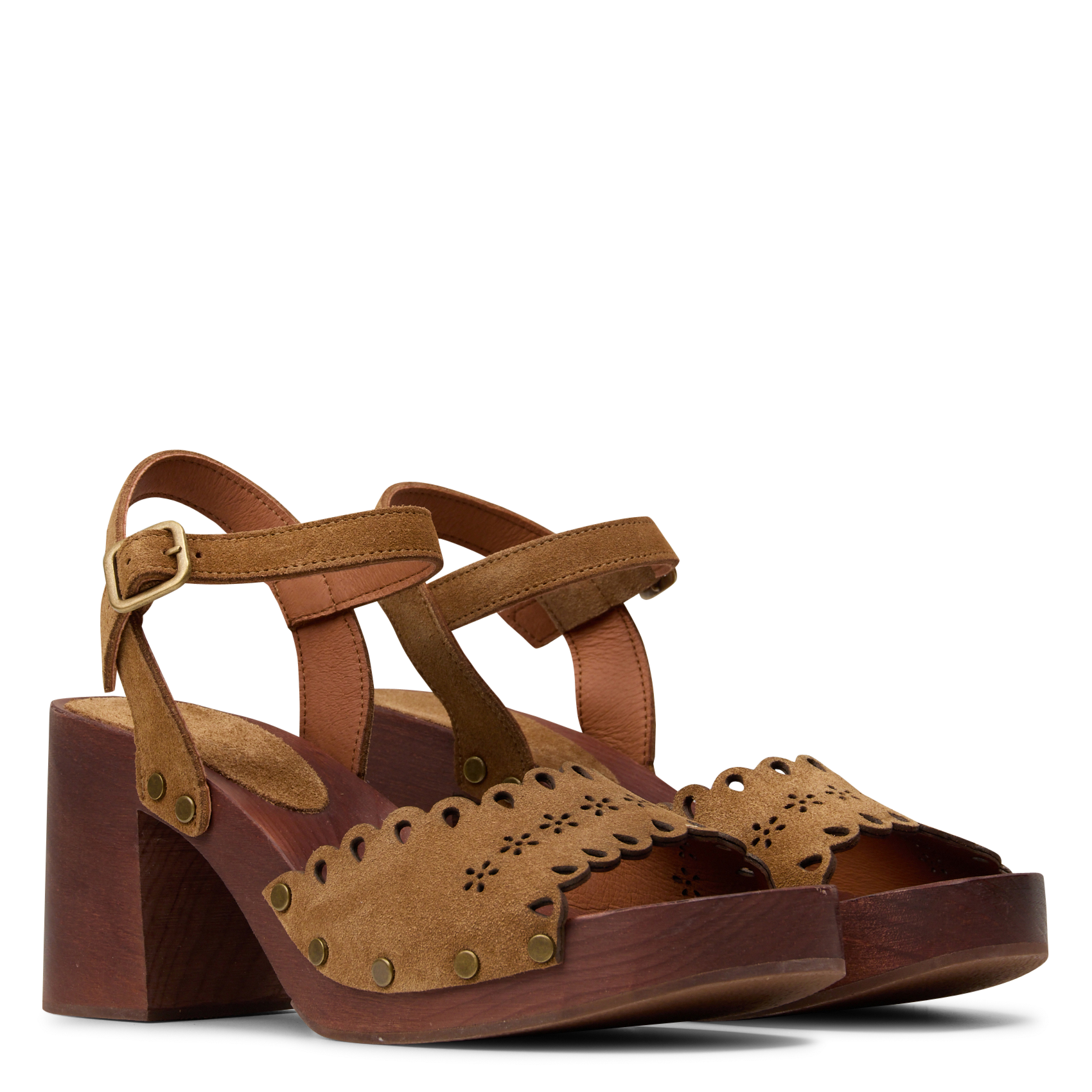 Sandales à talon en cuir velours MELLOW YELLOW Marron