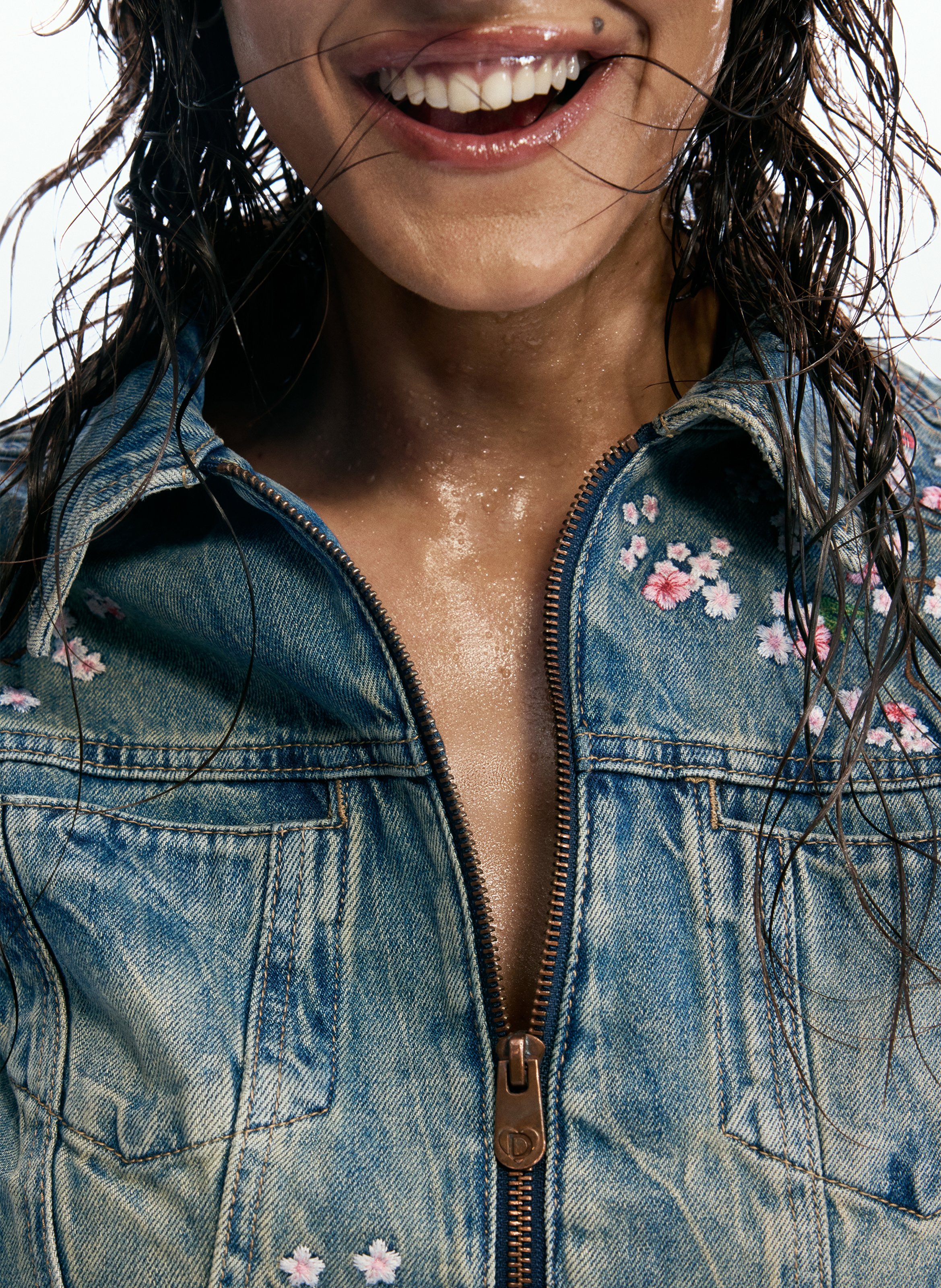 Klassieke katoenen denim jack met kraag DESIGUAL Blauw