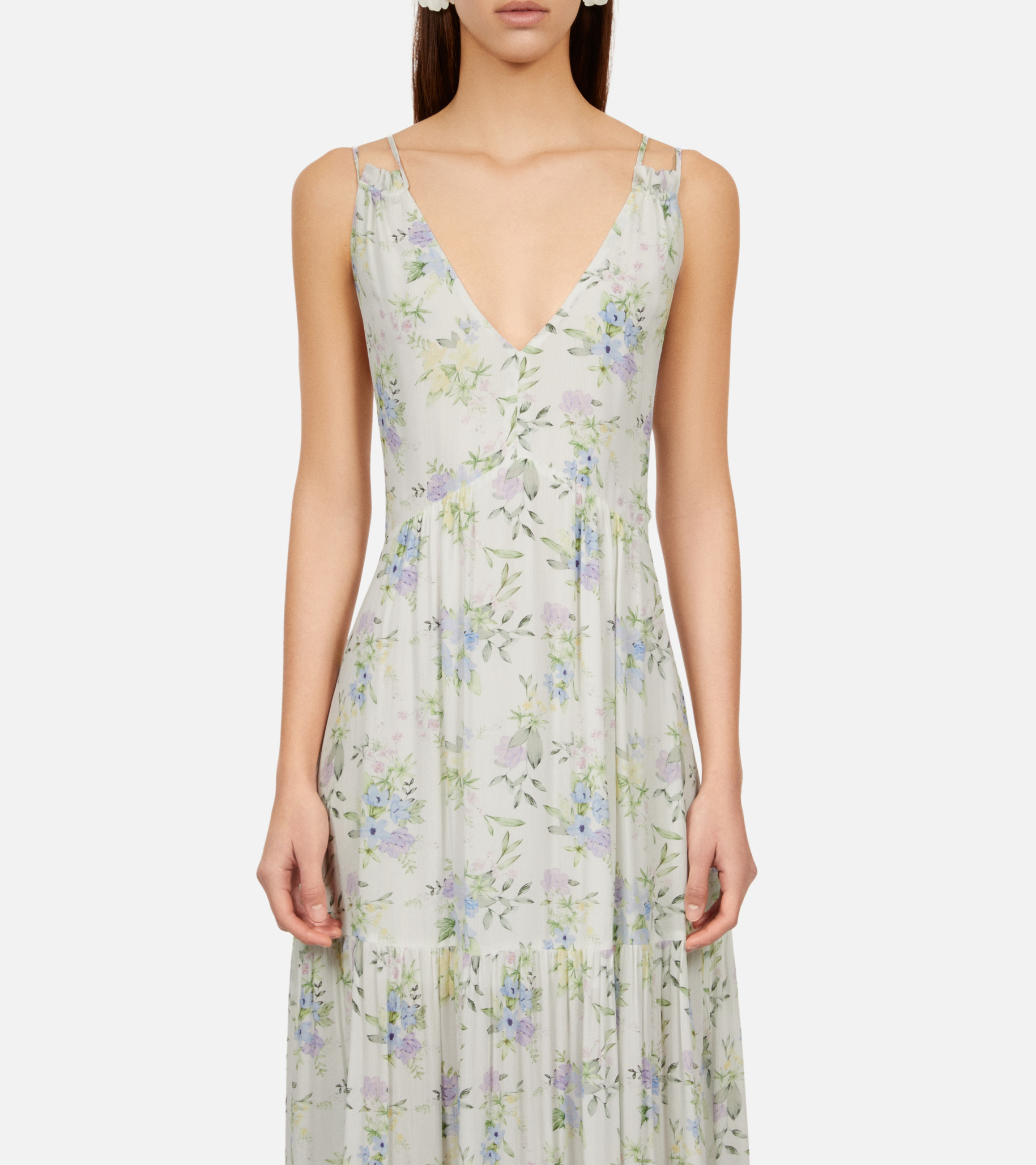 Robe longue imprimée avec laçage THE KOOPLES Blanc