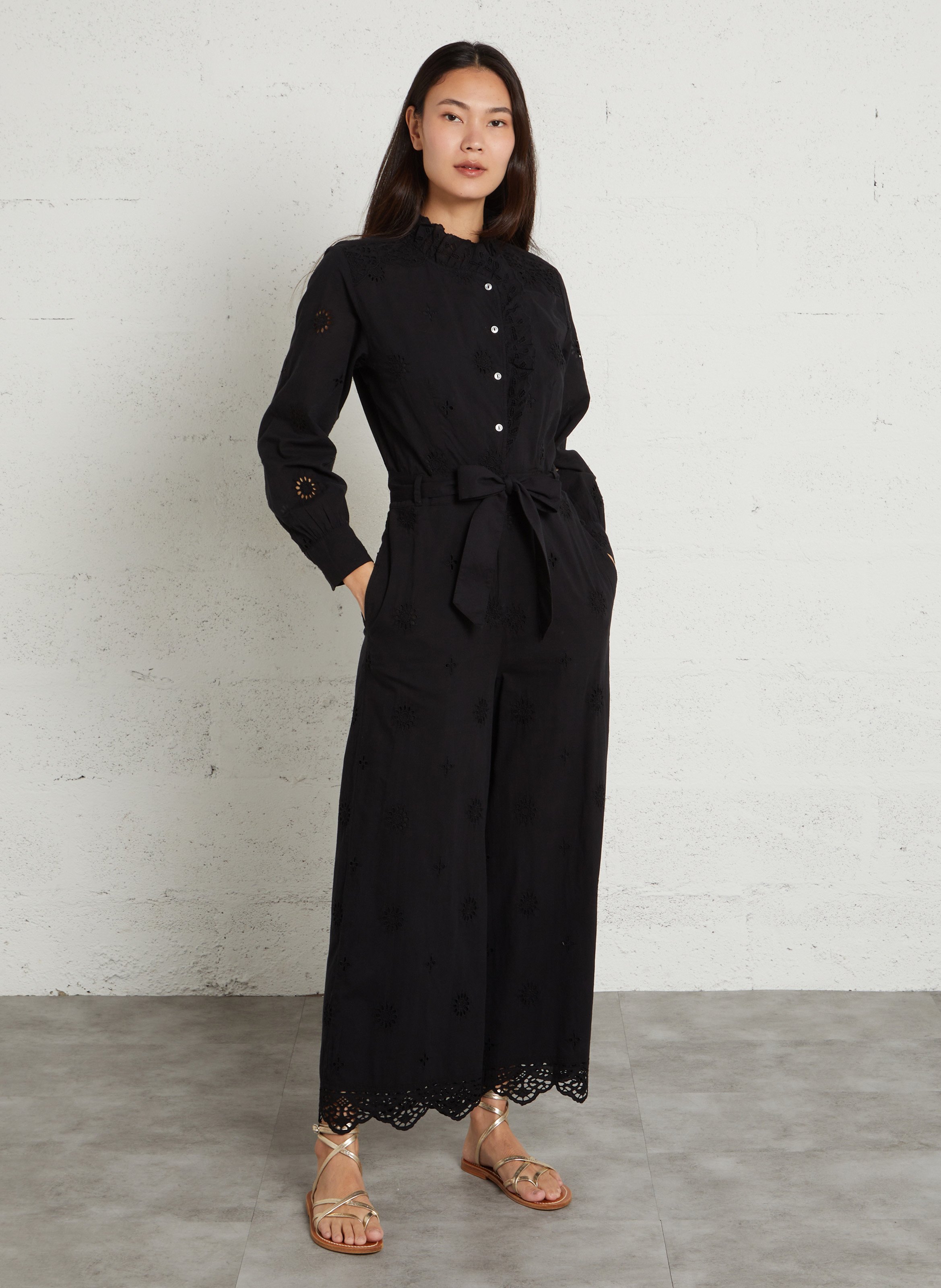 Overall met ronde hals van biologisch katoen LOUISE MISHA Zwart