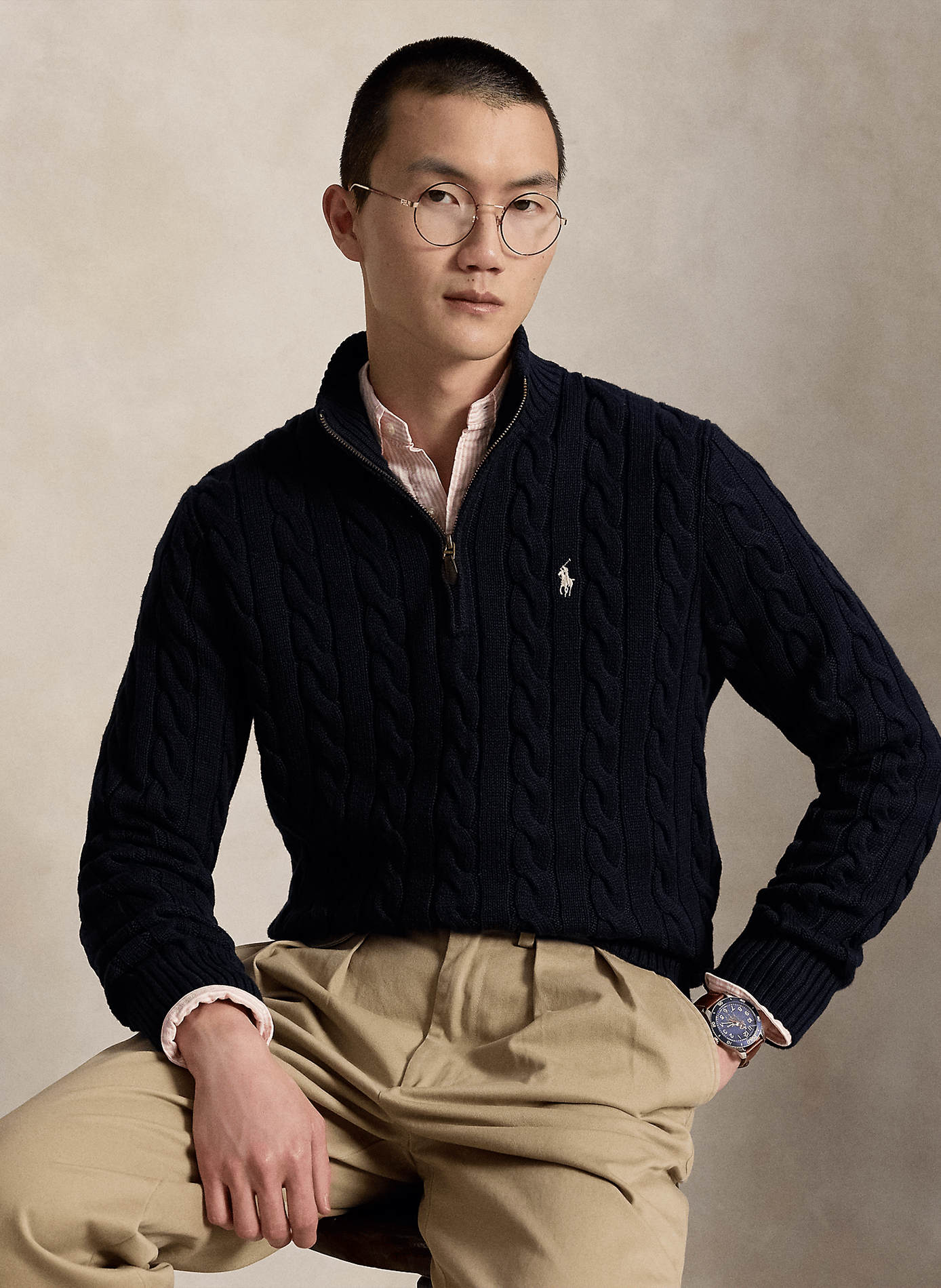 Zopfpullover aus Baumwolle POLO RALPH LAUREN Blau