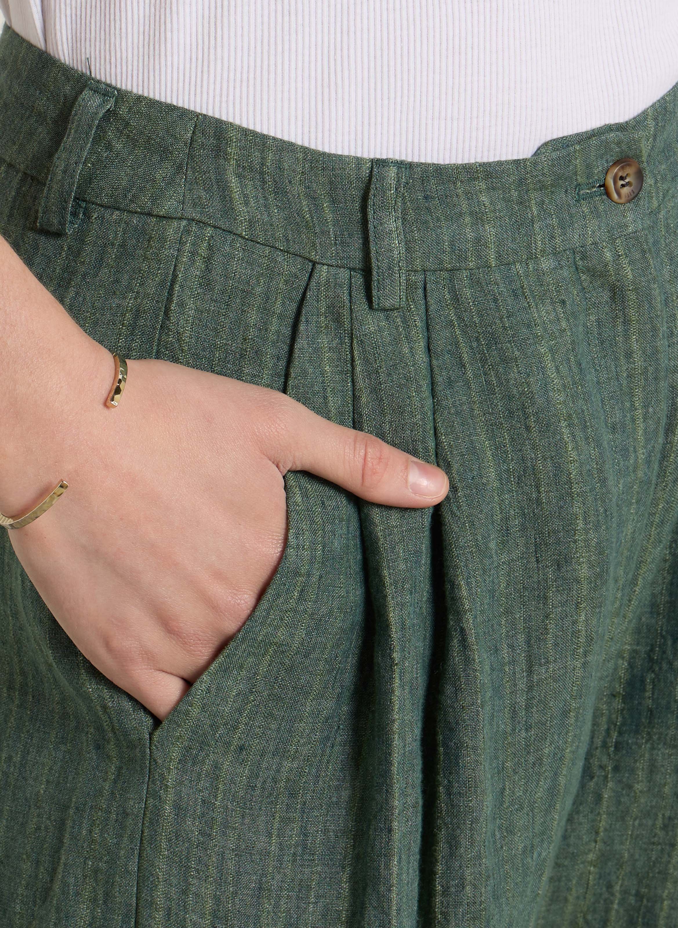 Striped linen pleated trousers DIEGA Blue