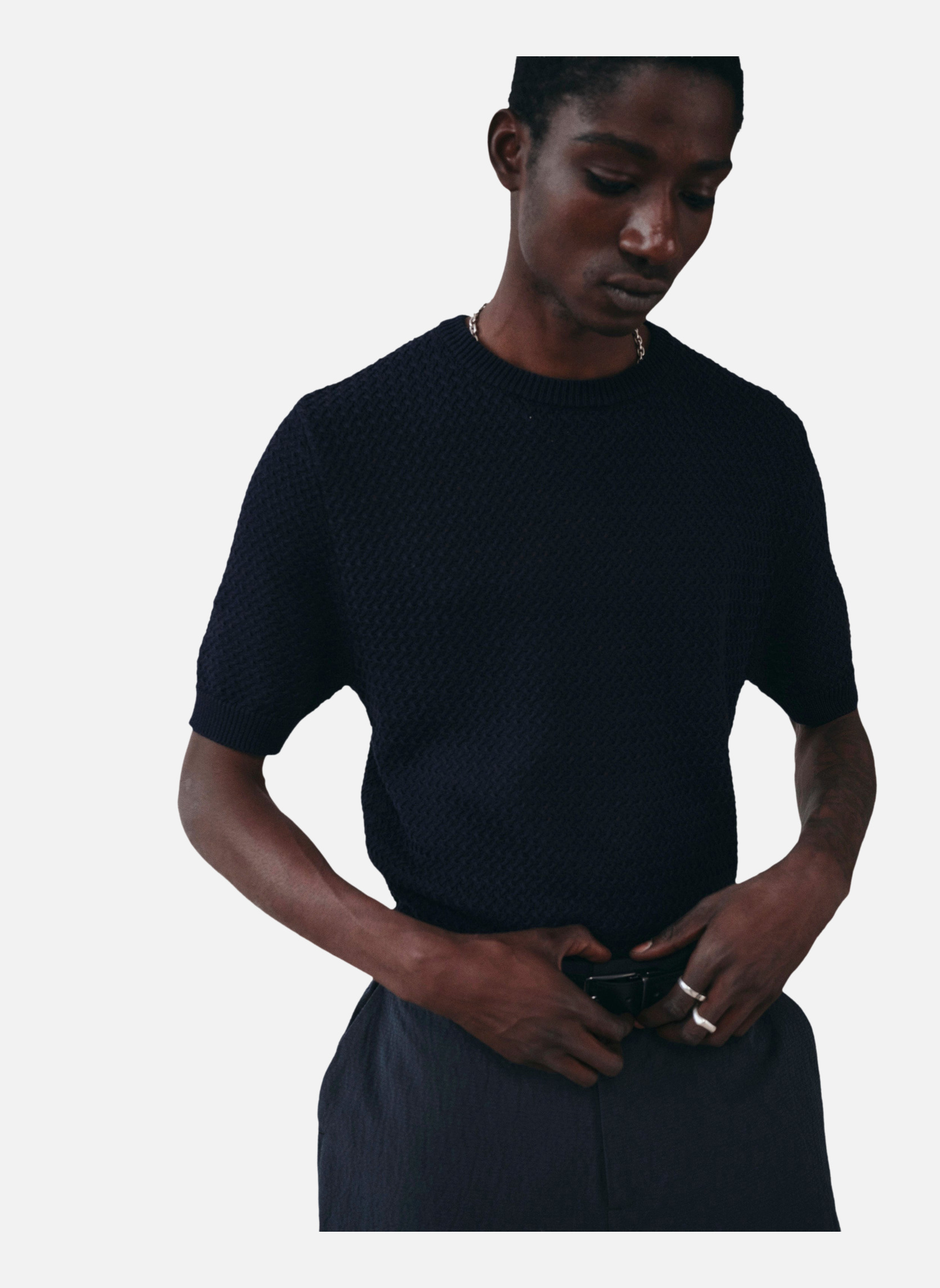Short-sleeve knit MADERA NAVY Noyoco Blue