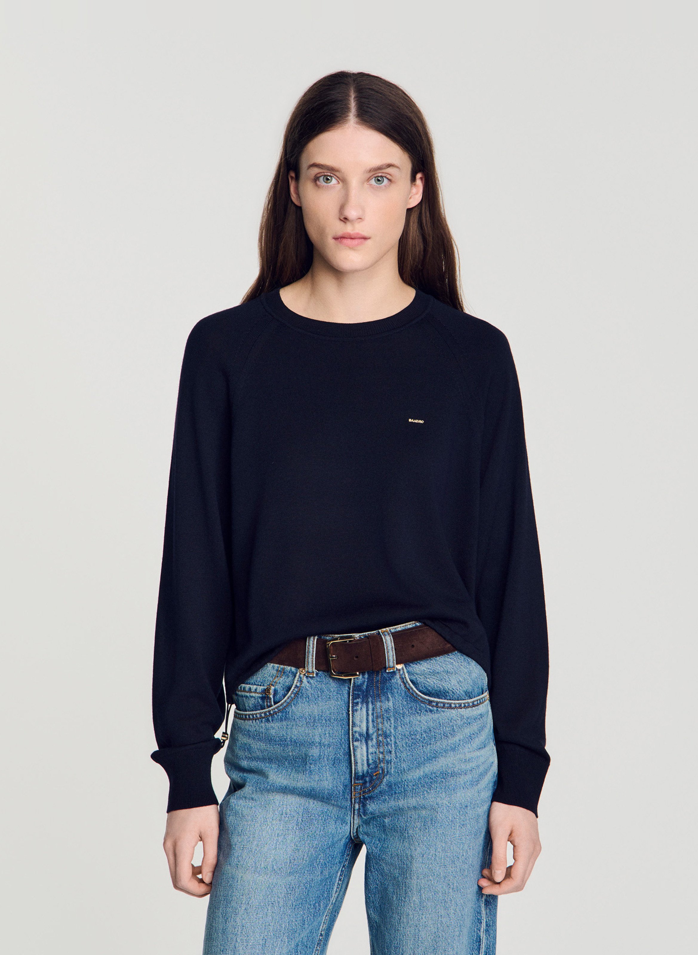 Großer Pullover aus einer Wollmischung SANDRO Blau