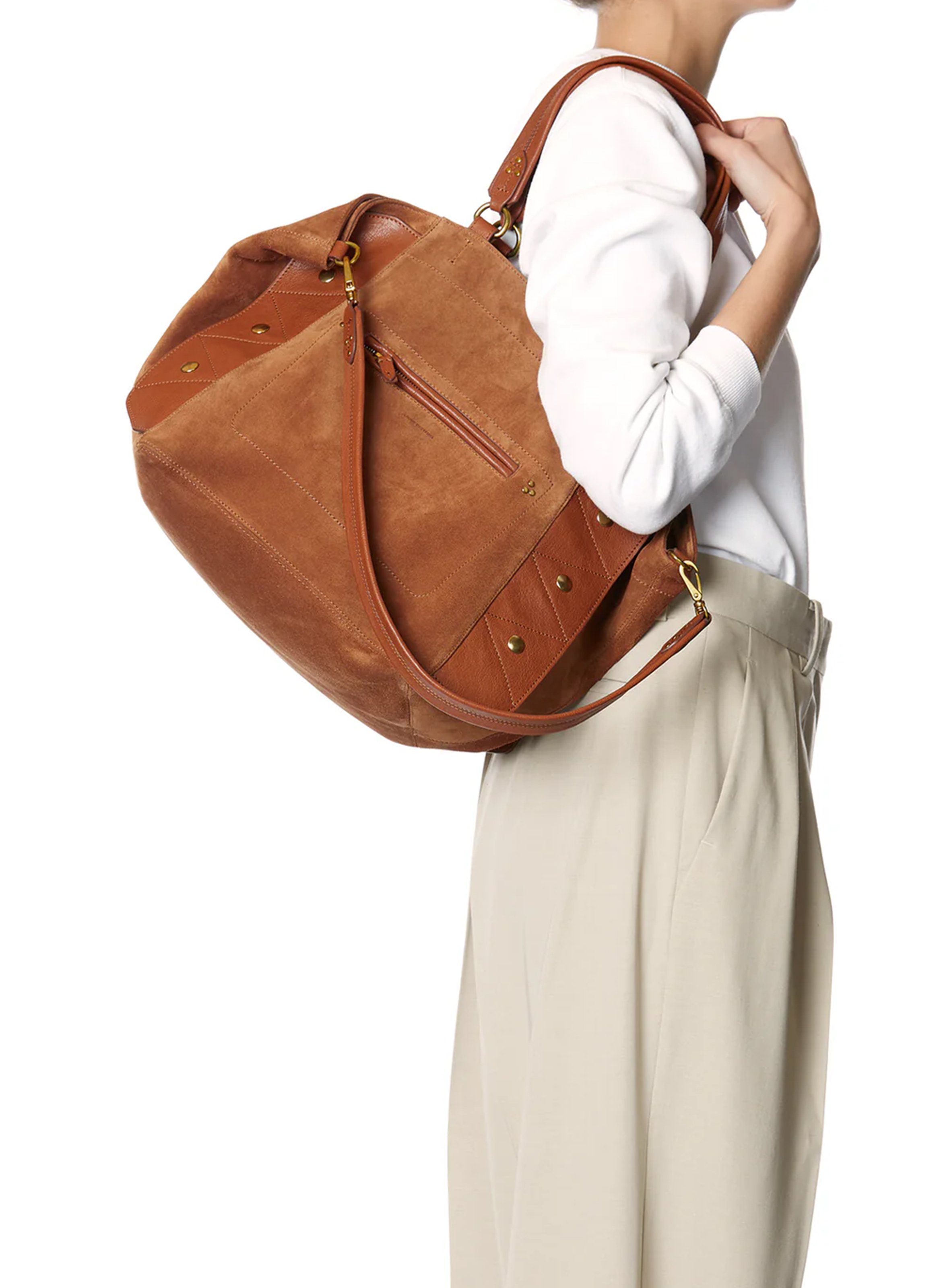 Suede tote bag JEROME DREYFUSS Brown