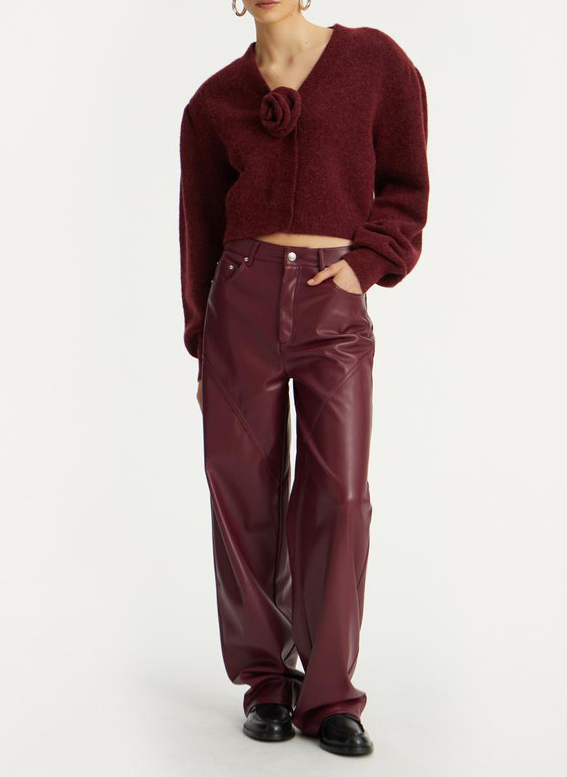 Leather-look straight-leg pants ROTATE Brown