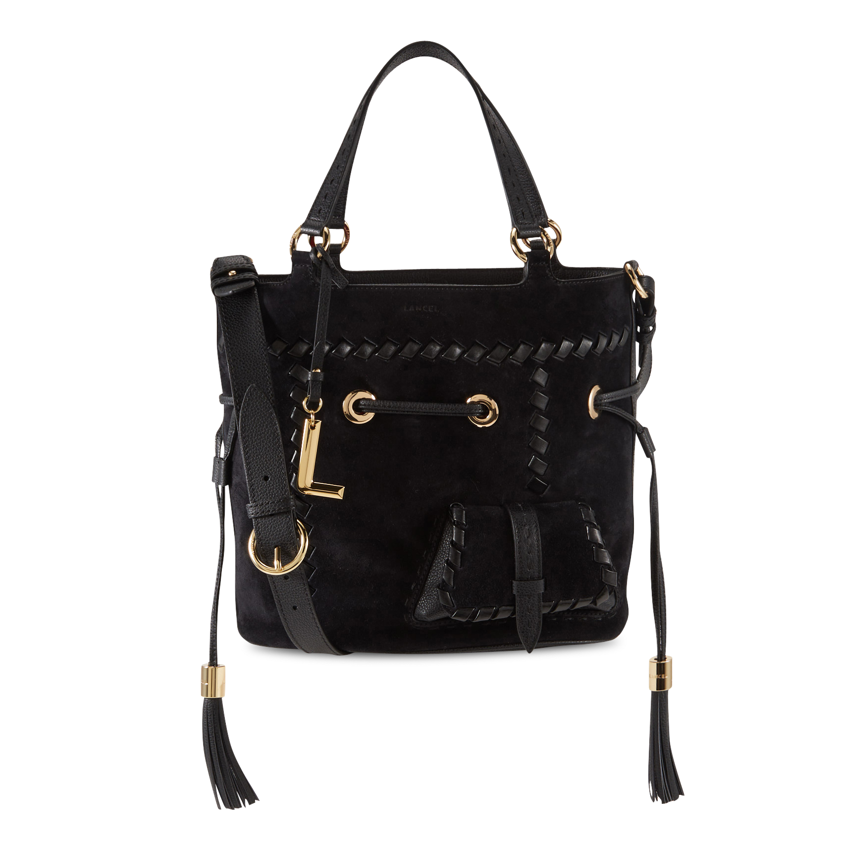 Beuteltasche aus Veloursleder LANCEL Schwarz