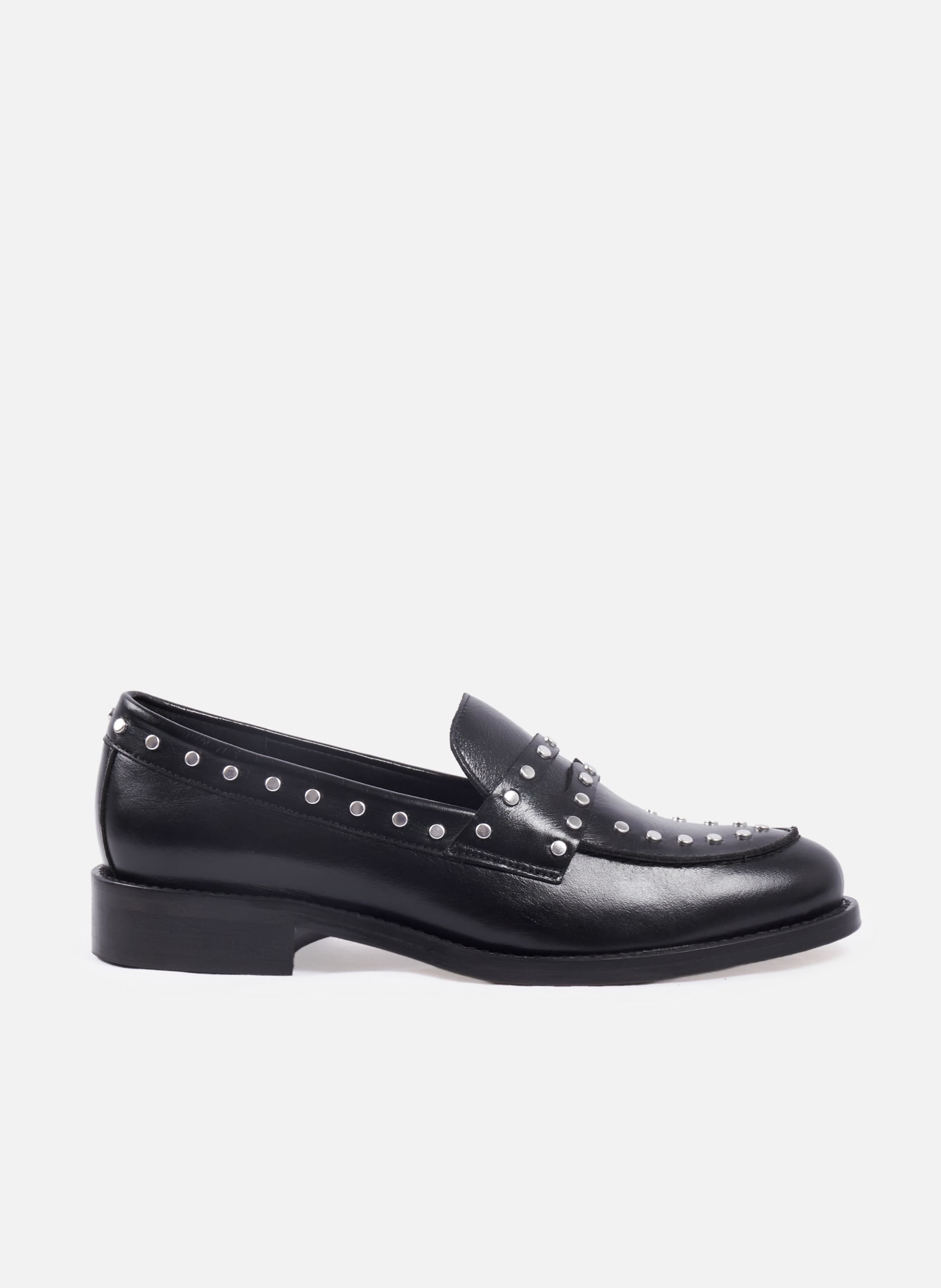Mocassins cuir clouté JULES & JENN Noir