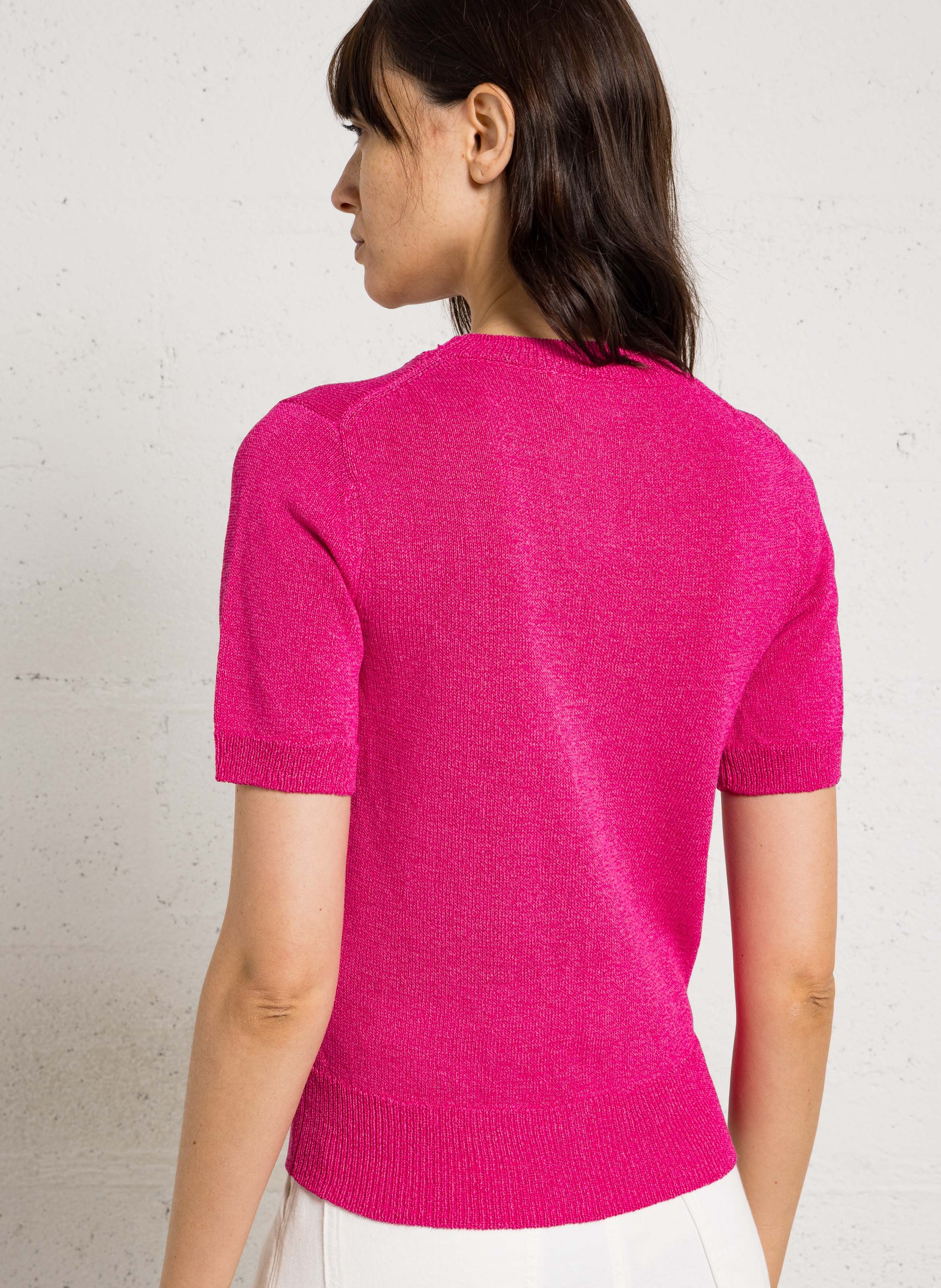 T-shirt col rond en coton mélangé MAISON 123 Rose
