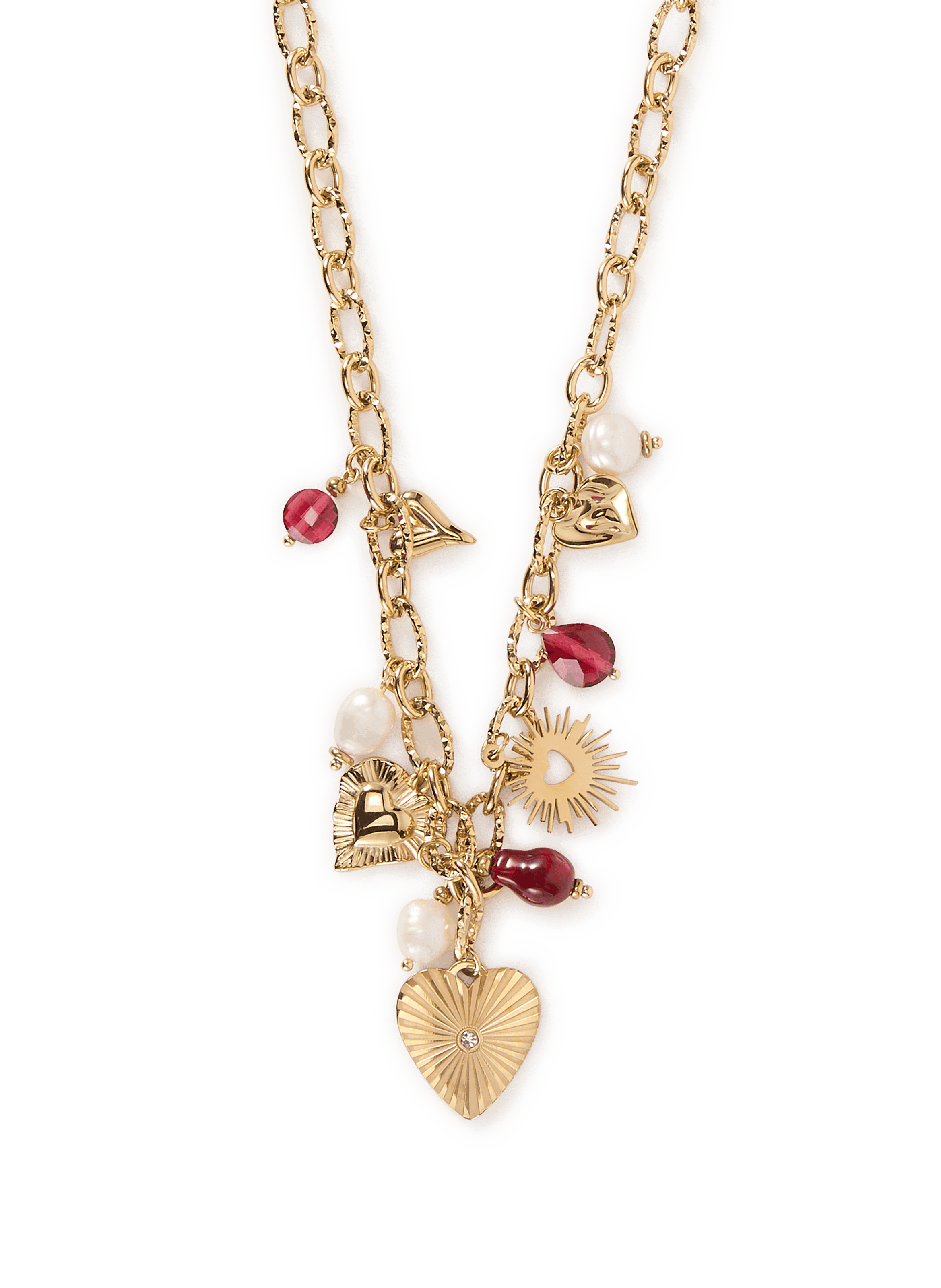 Heart Charms Necklace AU PRINTEMPS PARIS Golden