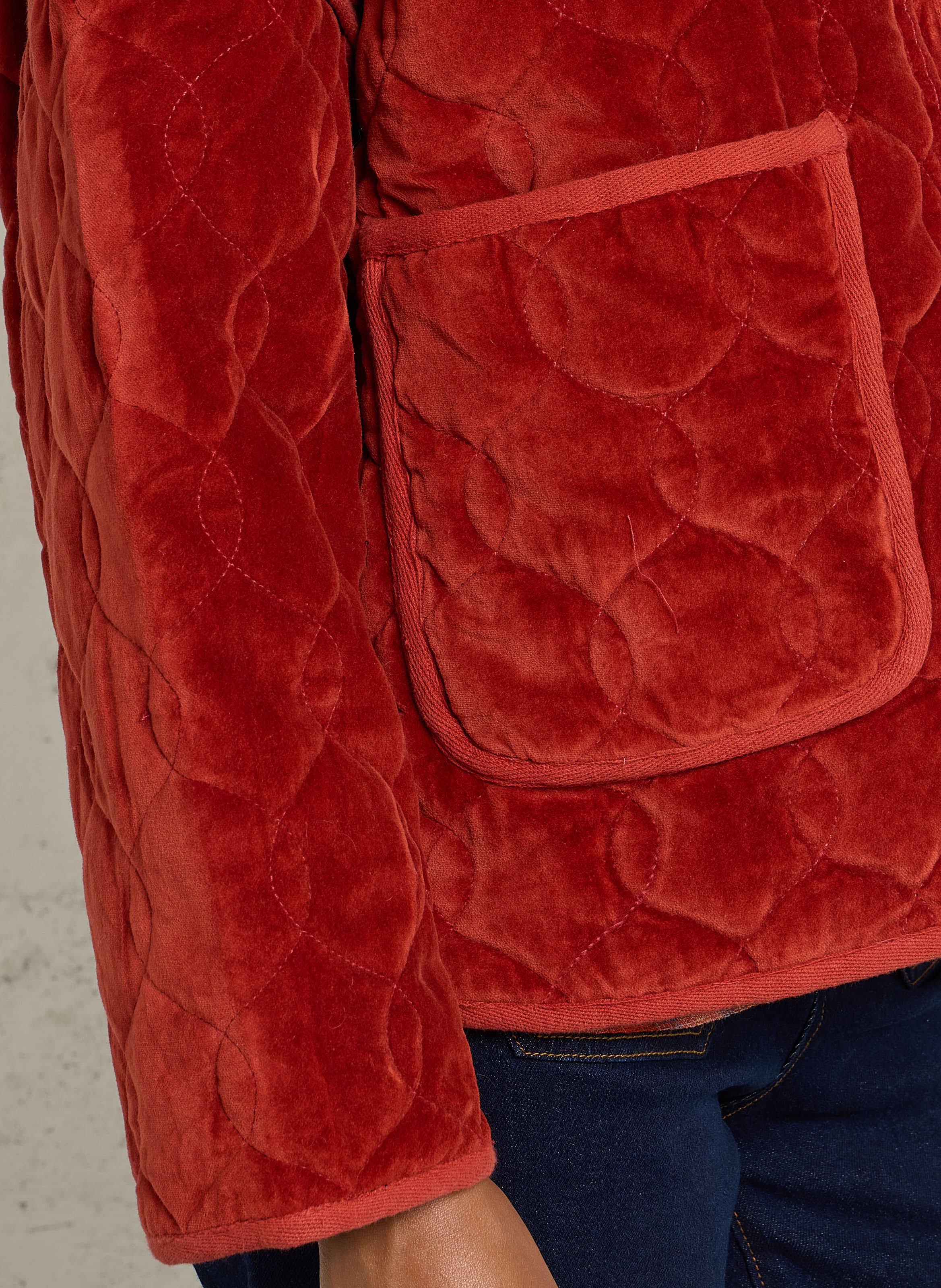 Oversize Rundhalsausschnitt Steppmantel aus Baumwolle SACRECOEUR Rot